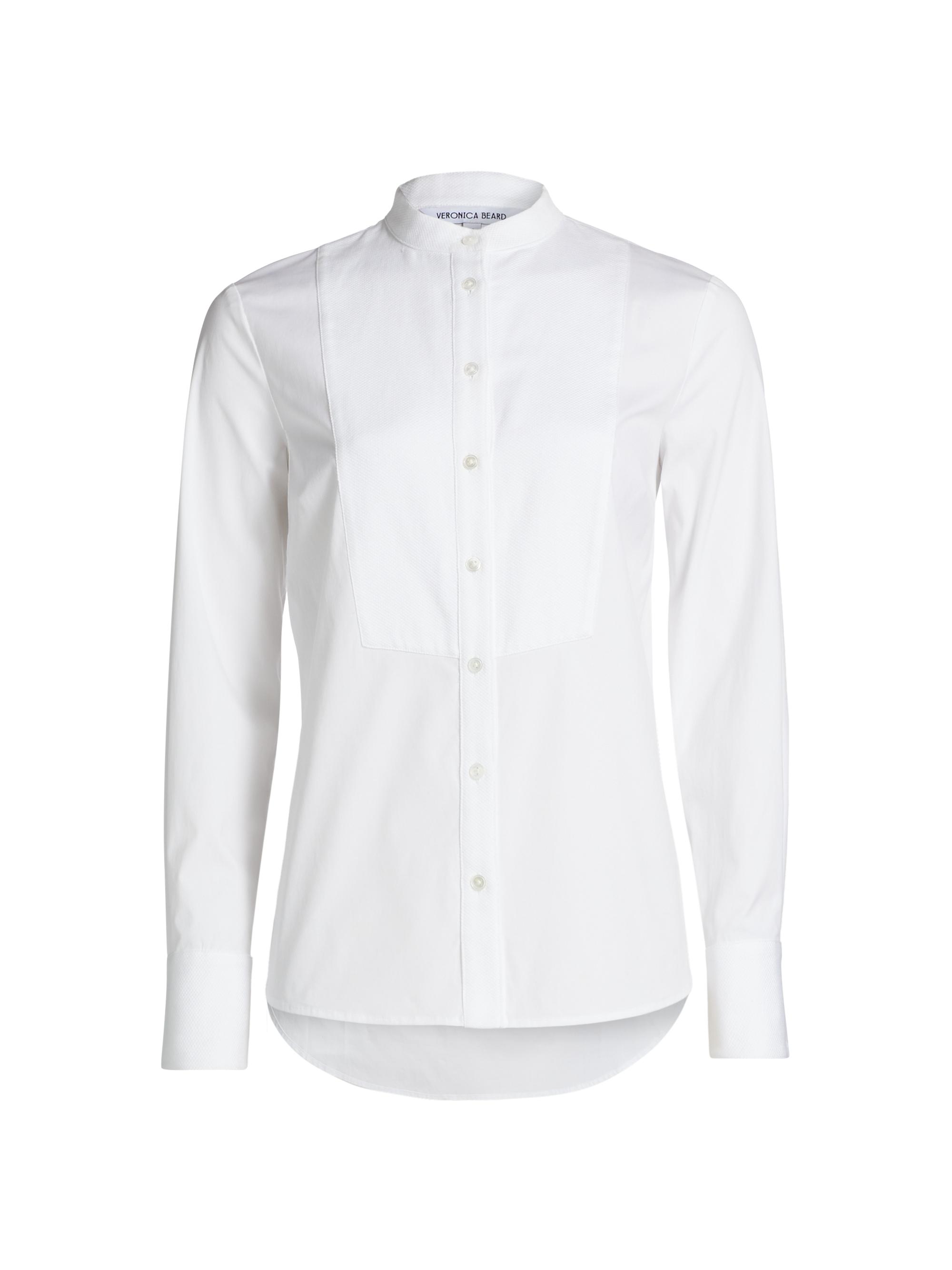Veronica Beard Women's Naya Cotton-Blend Stand-Collar Shirt - White