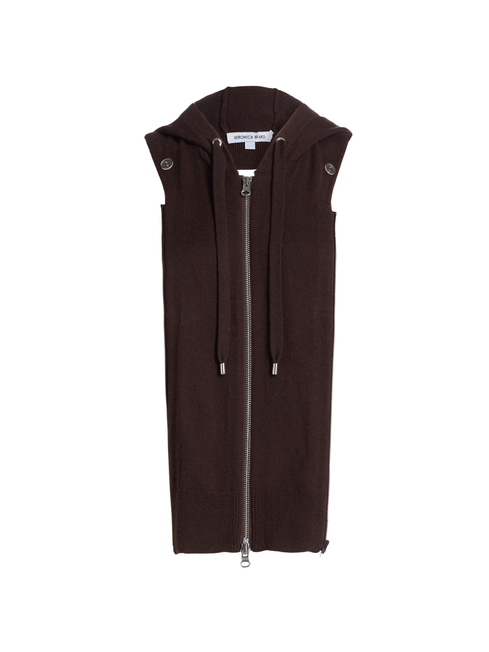 Veronica Beard Women's Wool-Cashmere Hooded Zip-Up Dickey Vest - Dark Chocolate