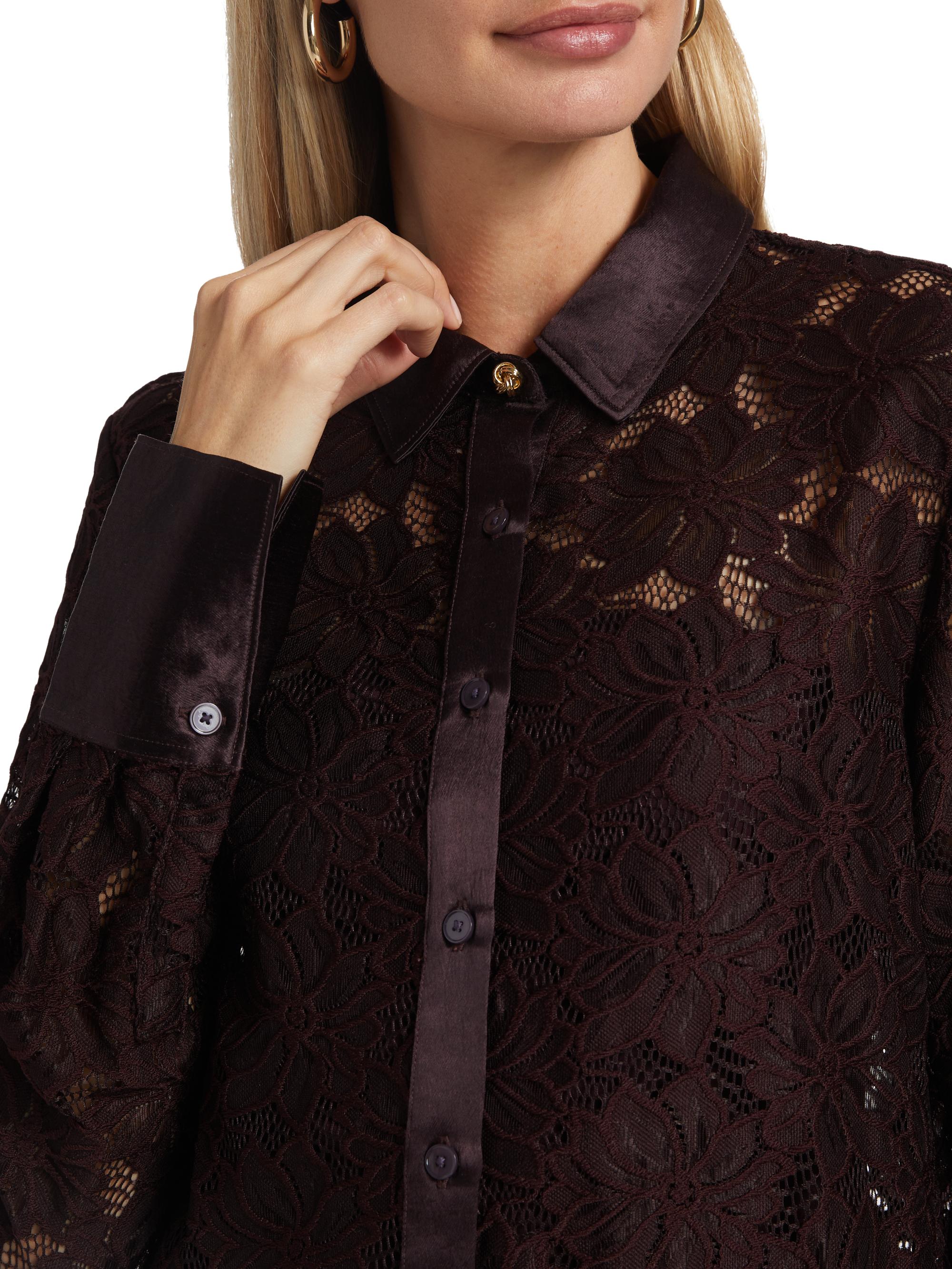 Derek Lam 10 Crosby Raissa Lace Button-Up Shirt | Saks Fifth Avenue