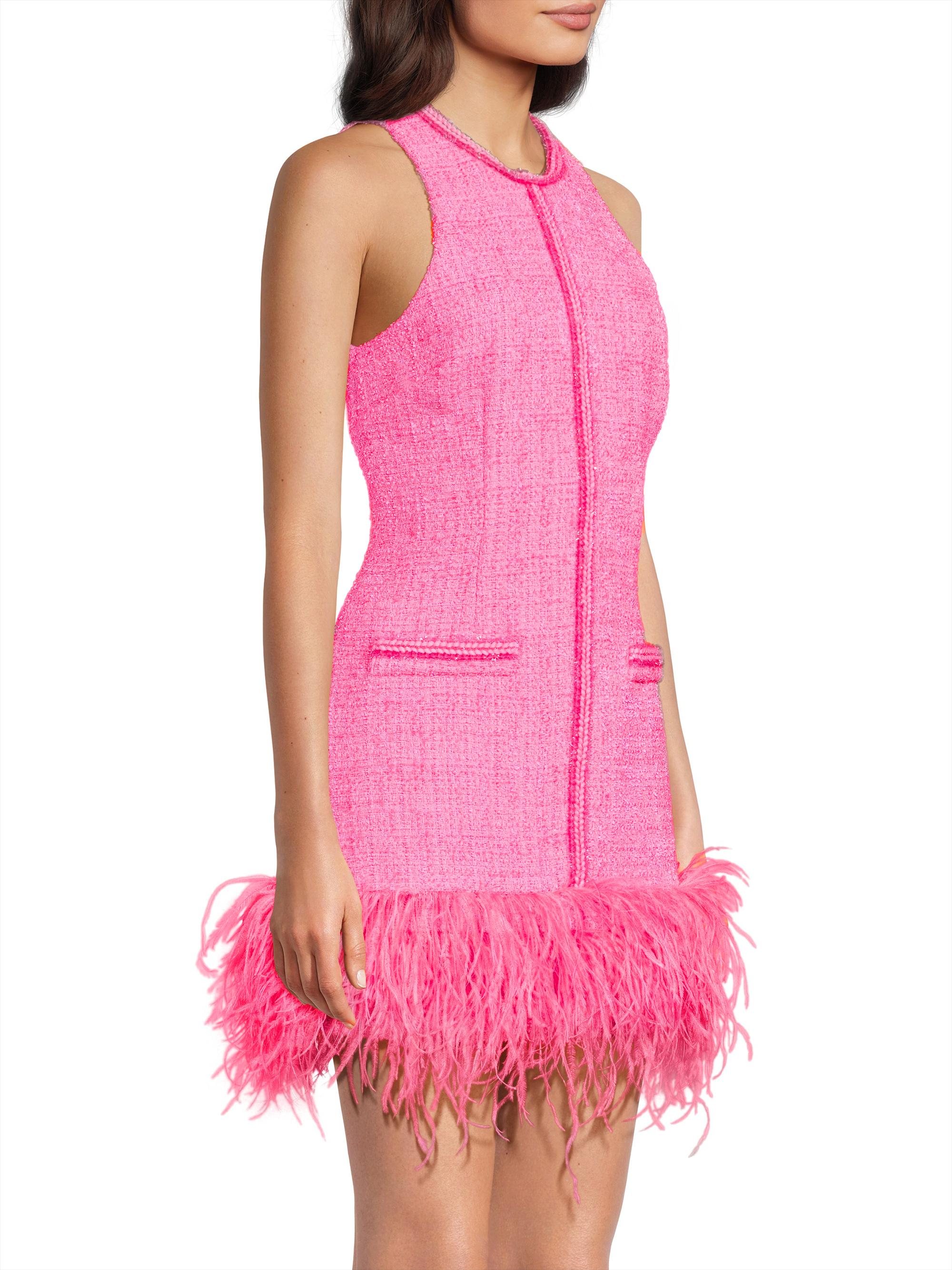 Likely Annalisa Feather-Trimmed Tweed Dress | Saks Fifth Avenue