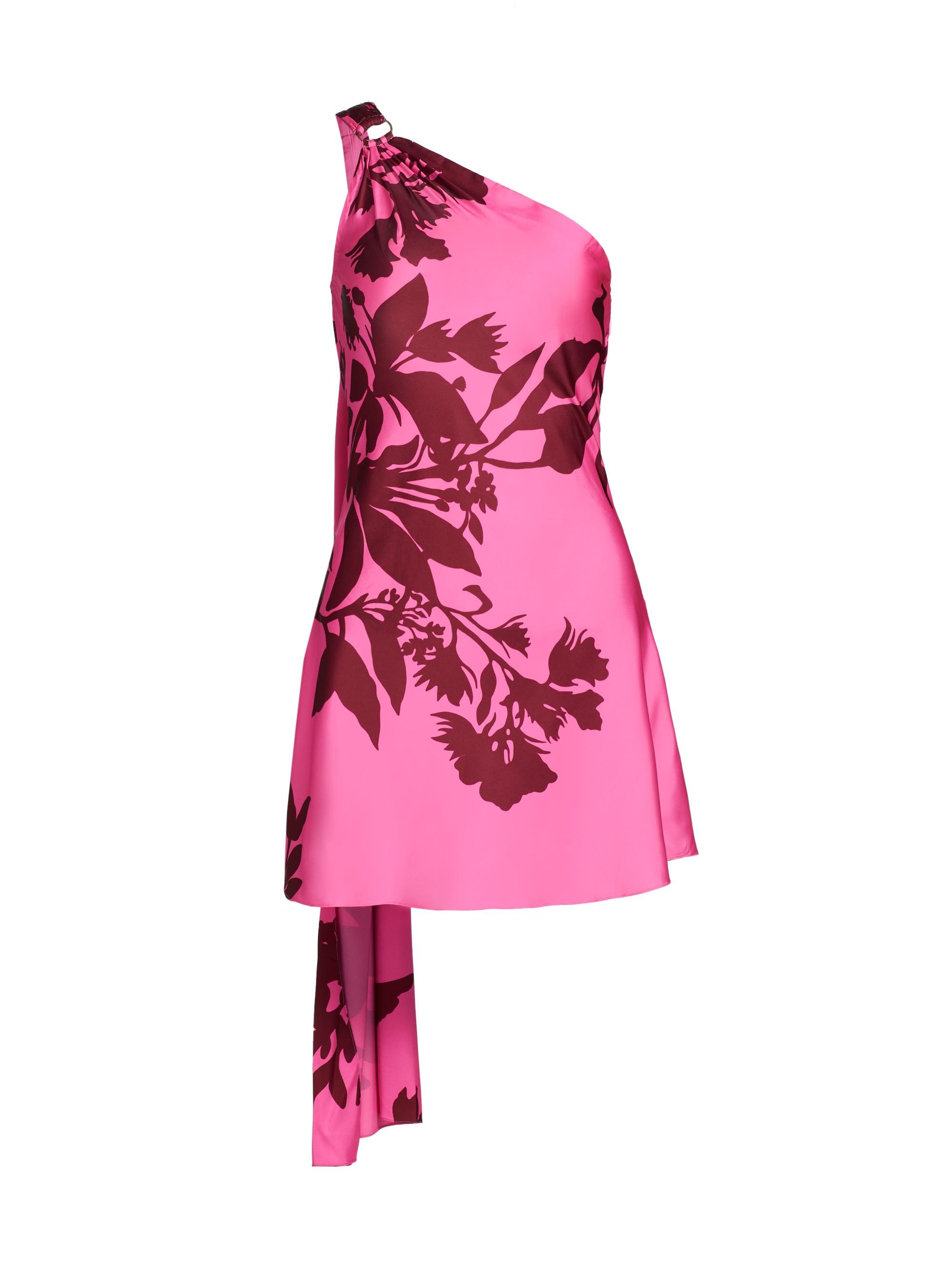 Hemant & Nandita Women's Tehr Floral One-Shoulder Minidress - Black Magenta