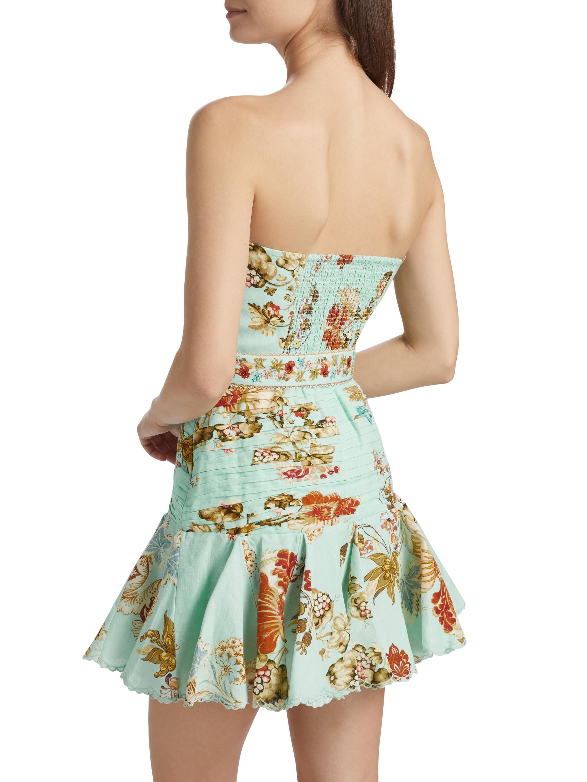 Hemant & Nandita Rohi Floral Belted Strapless Minidress | Saks Fifth Avenue