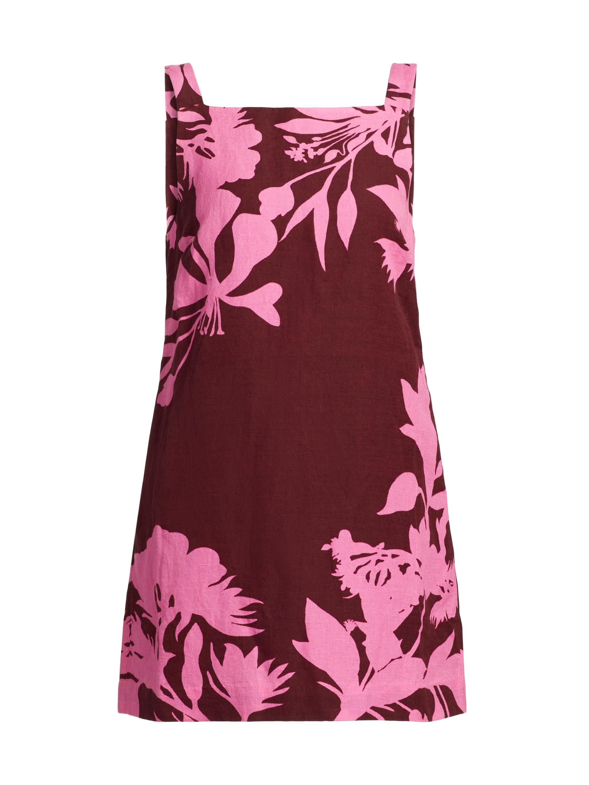 Hemant & Nandita Women's Tehr Floral Linen-Cotton Minidress - Black Magenta