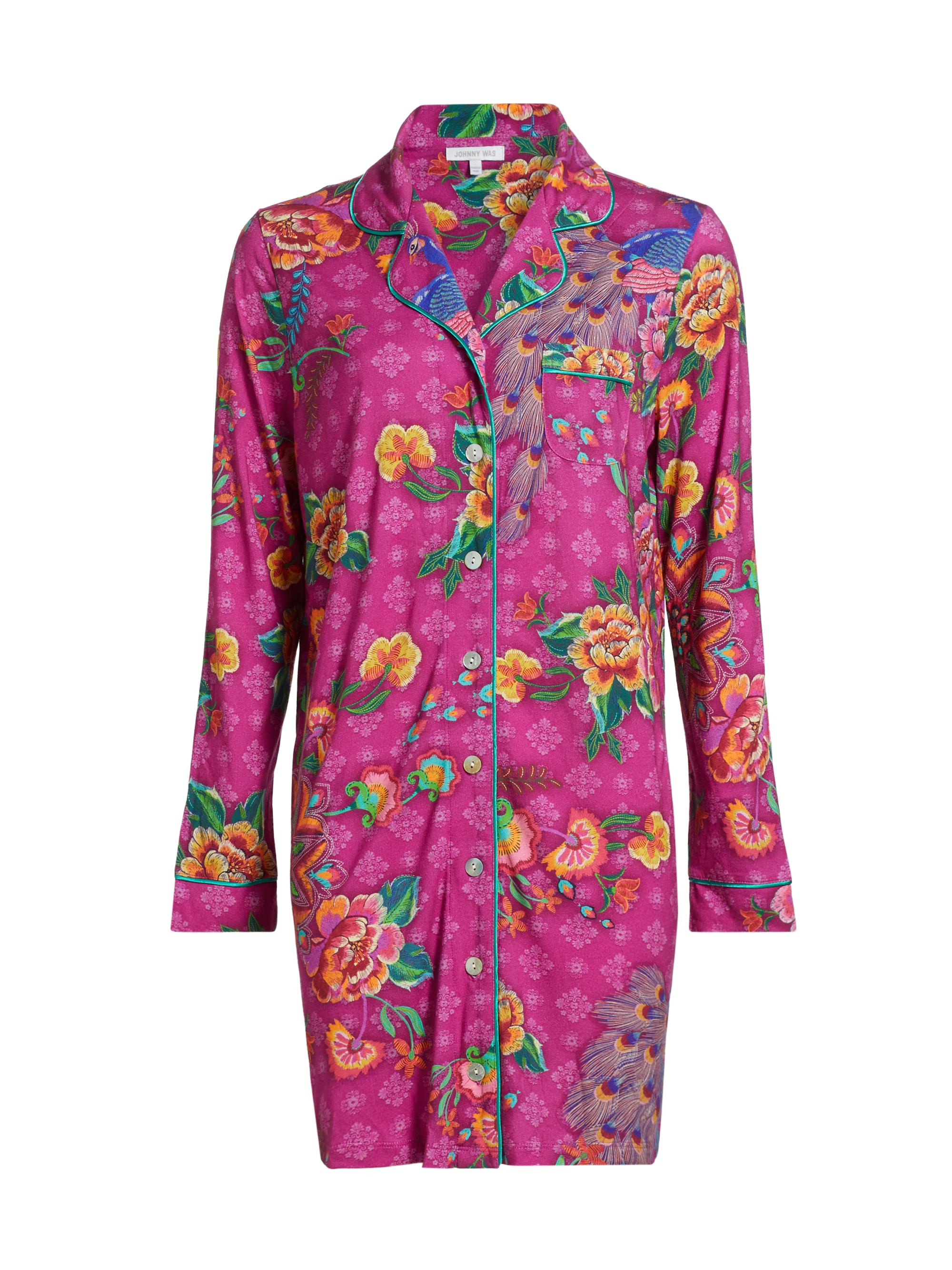 Johnny Was Women's Neena Floral Cotton-Blend Sleep Shirt - Darnahta