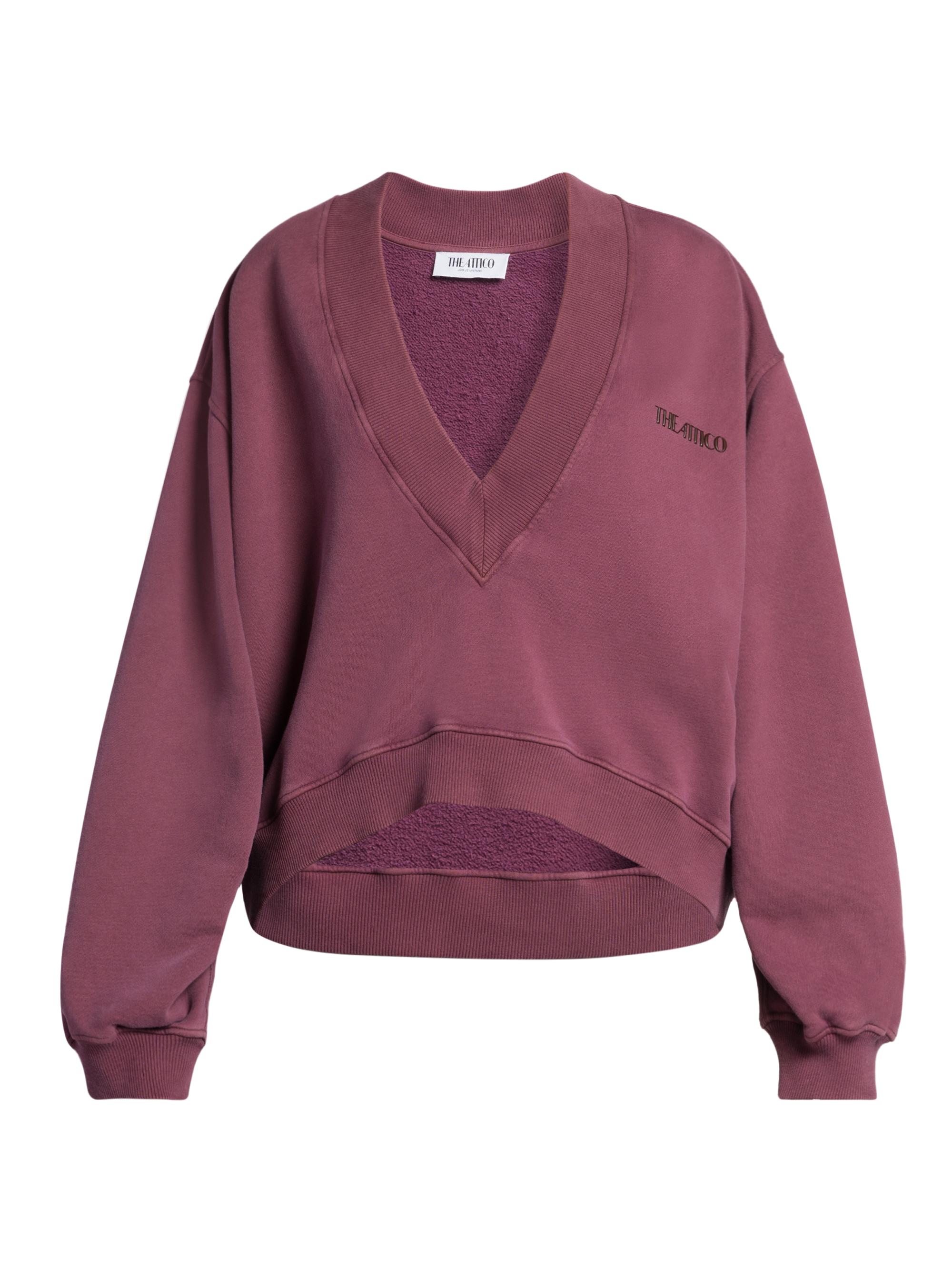 The Attico Women's Cropped V-Neck Sweatshirt - Mauvefade