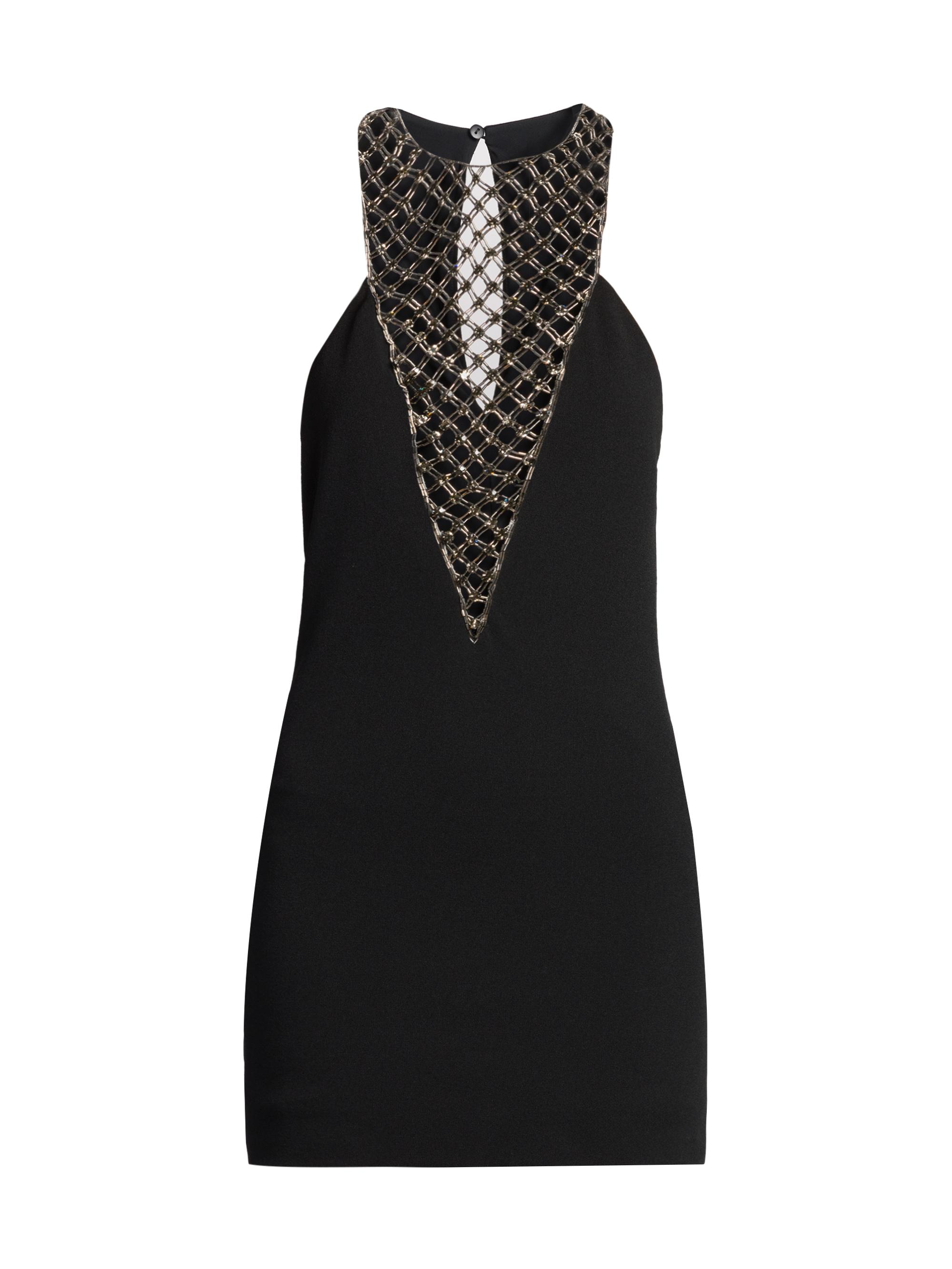 The Attico Women's Beaded & Crocheted Minidress - Black
