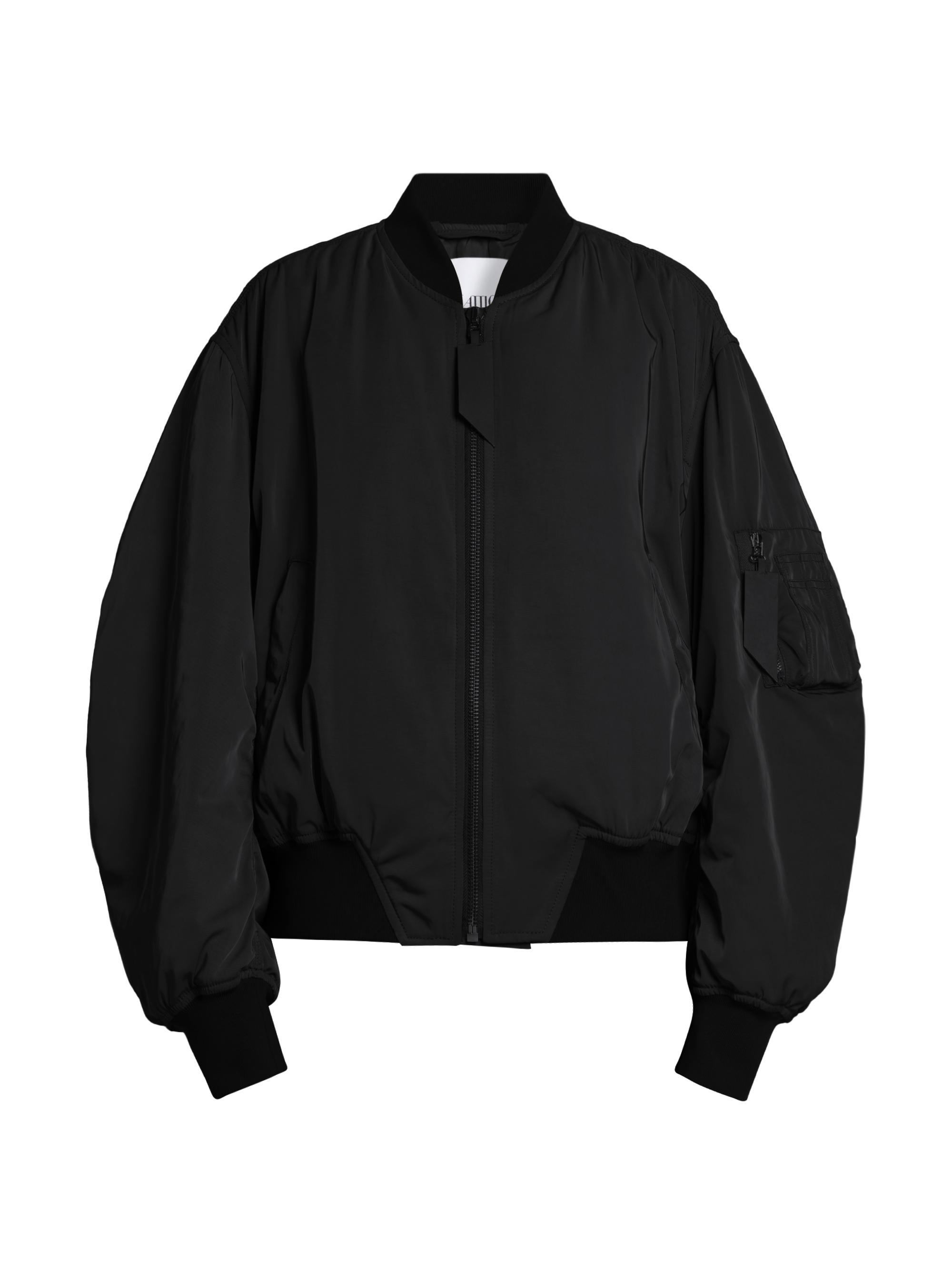 Yves Saint Laurent ブラック ナイロンジャケット Saint Laurent Oversized Cropped Bomber Jacket in Nylon