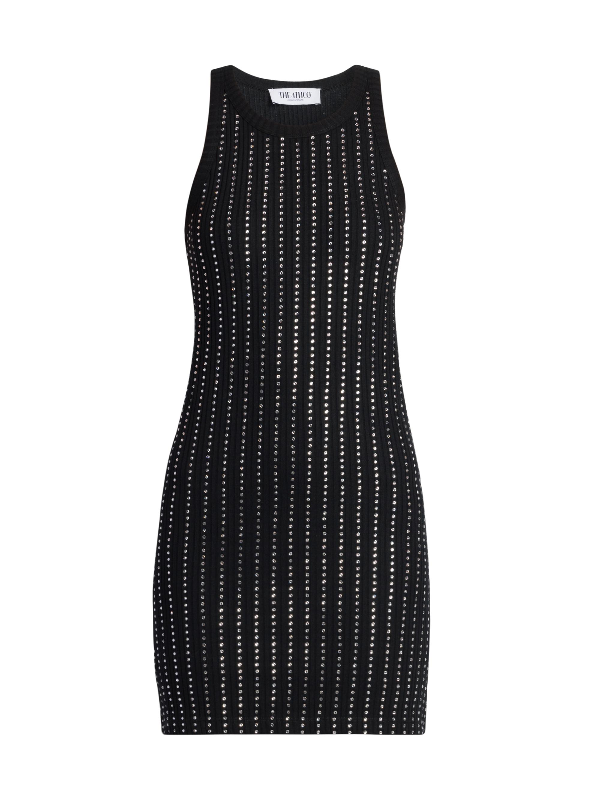 The Attico Women's Crystal-Embellished Cotton Minidress - Black