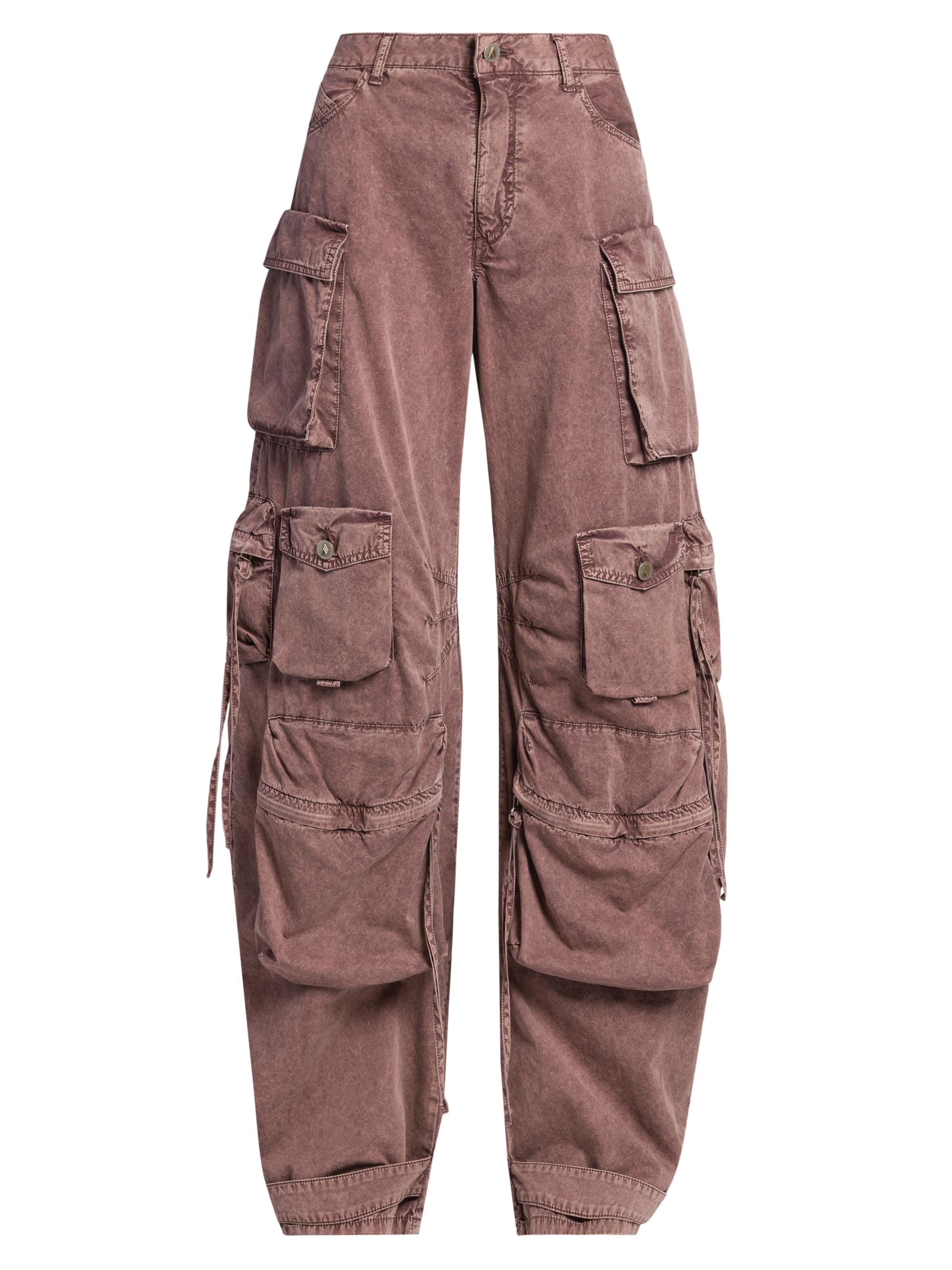 The Attico Women's Cotton Wide-Leg Cargo Pants - Washed Mauve