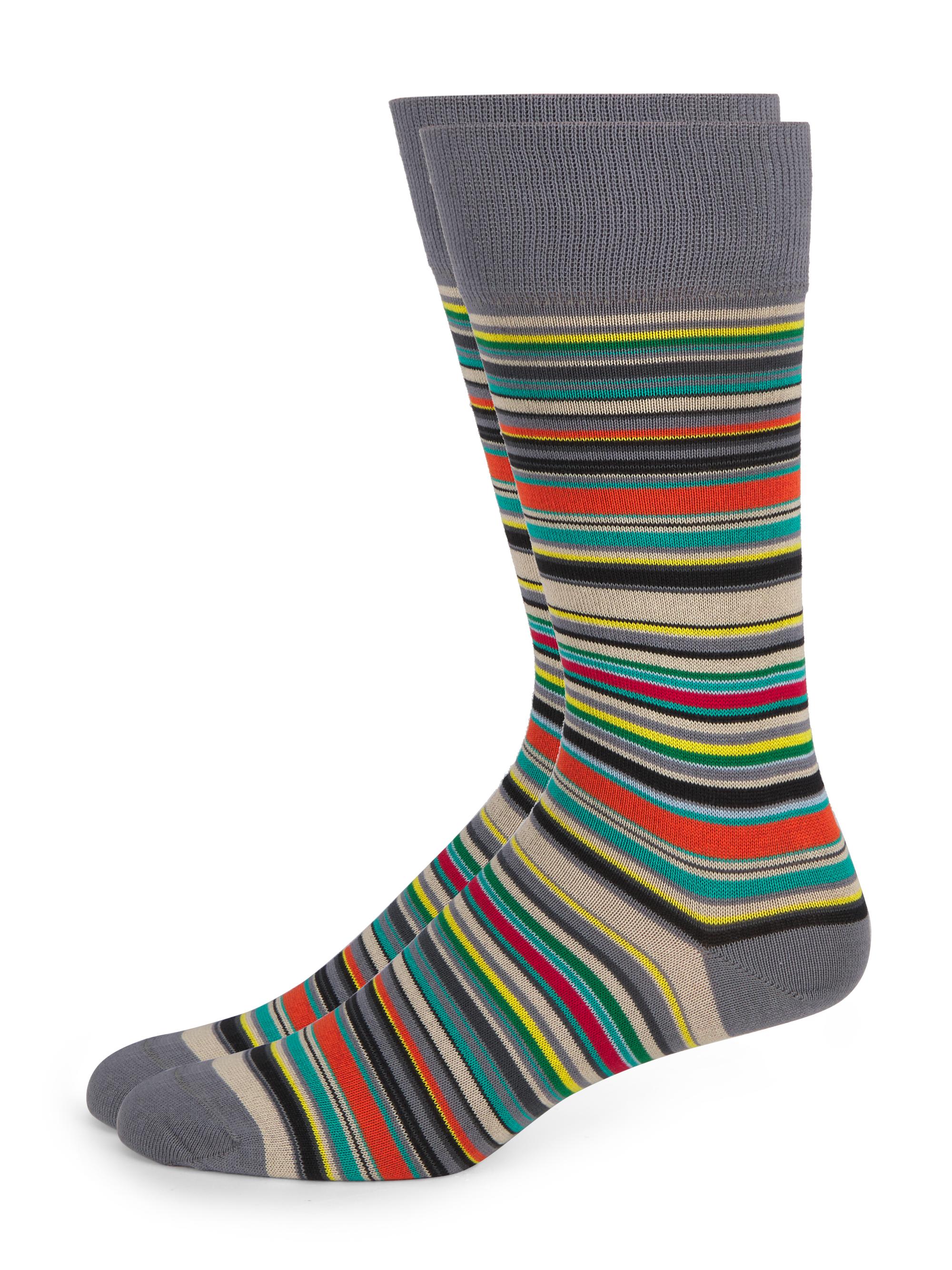 Paul Smith Men's Striped Mid-Calf Socks - Slate