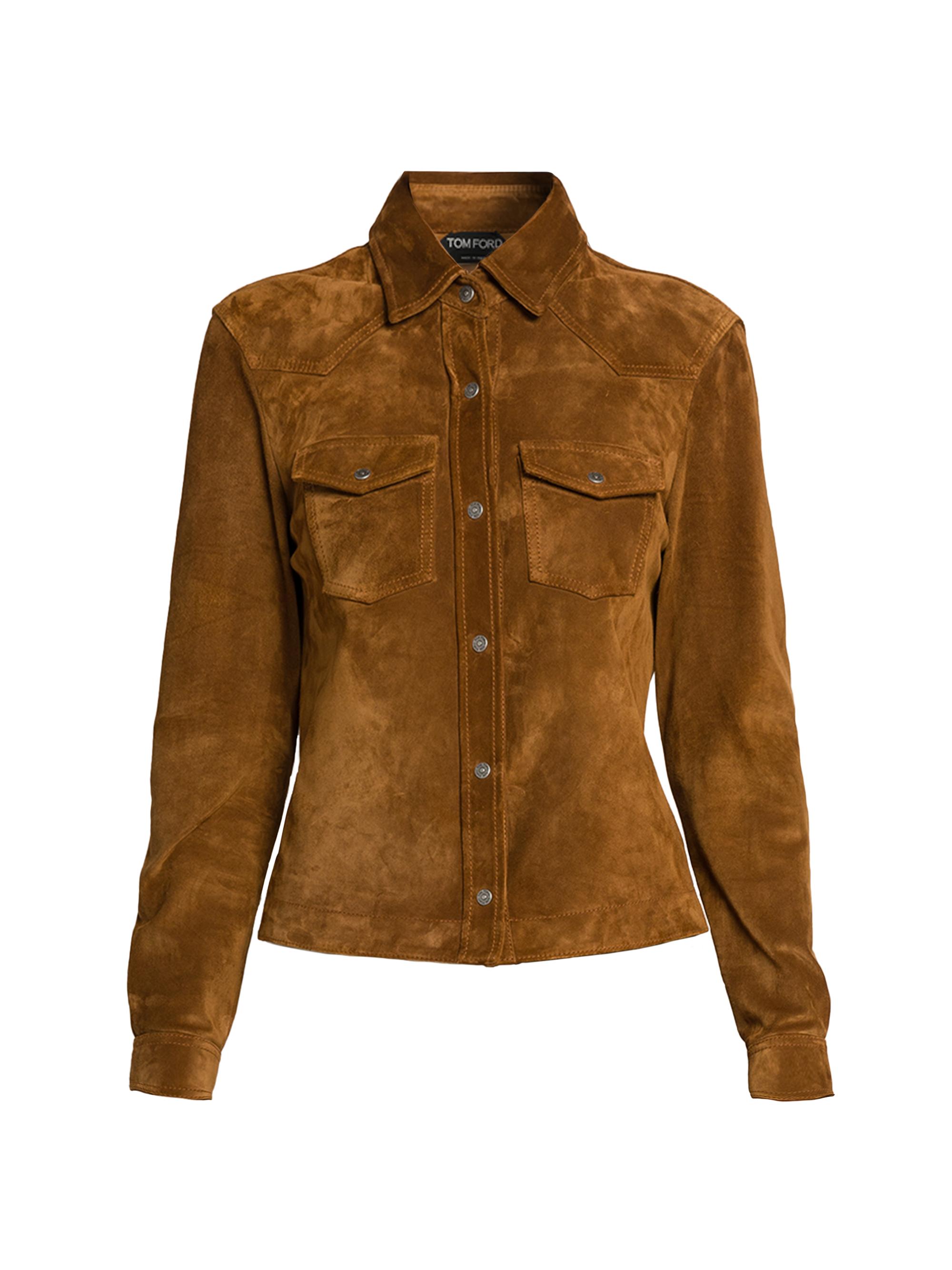 TOM FORD Women's Suede Western Shirt - Caramel