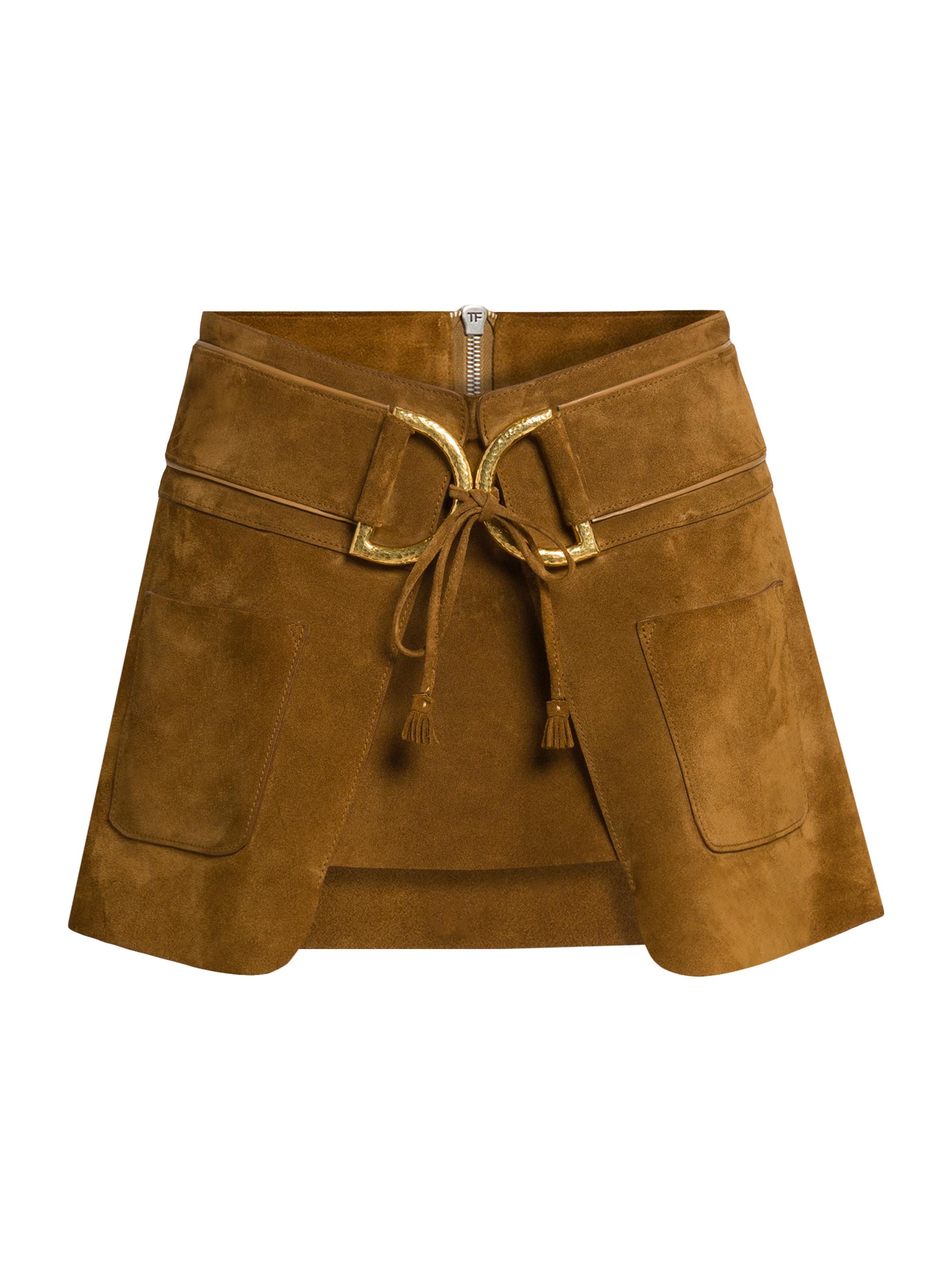 TOM FORD Women's Suede D-Ring Miniskirt - Camel