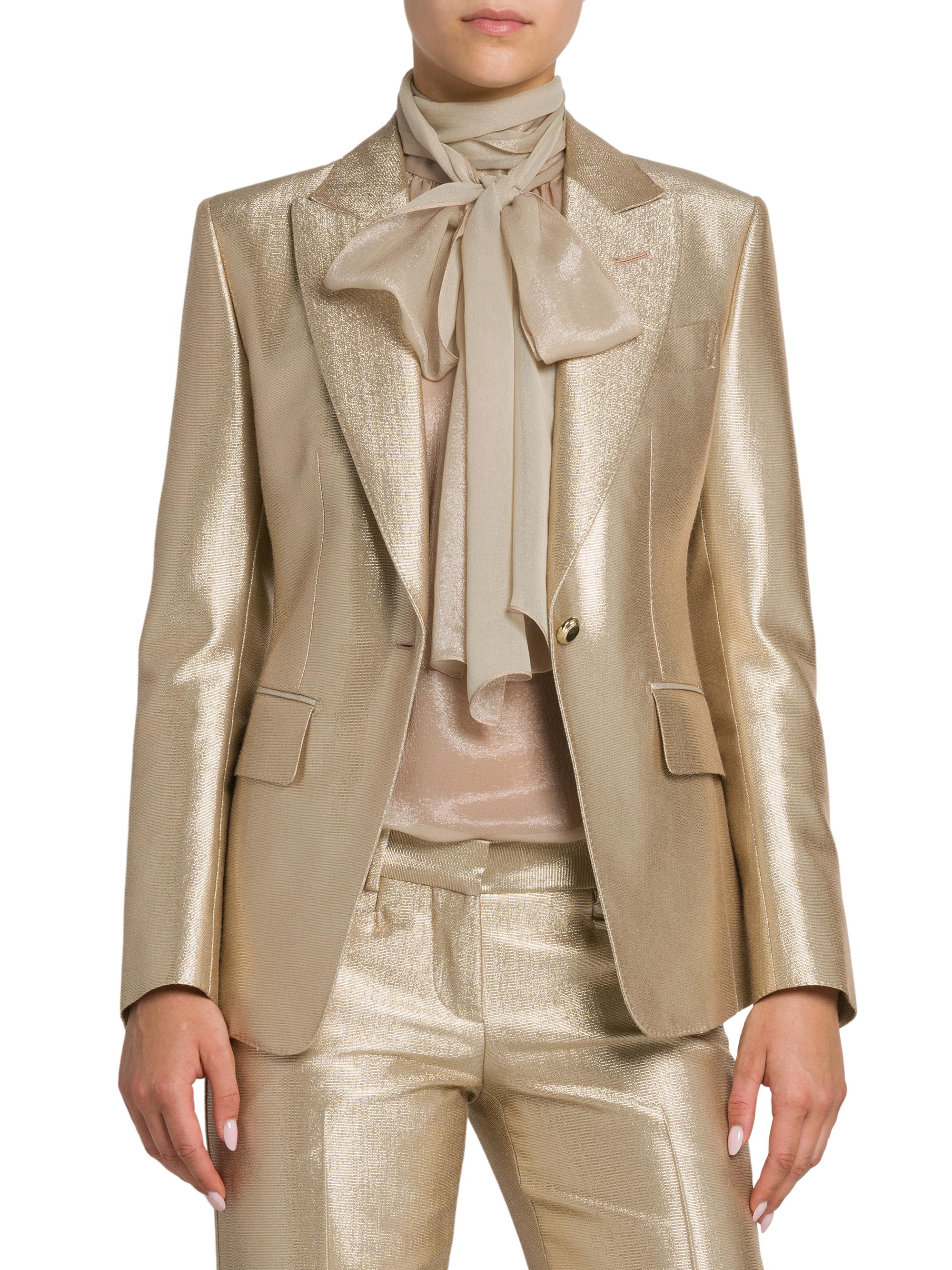 TOM FORD Metallic Stretch Wool Single-Breasted Blazer | Saks