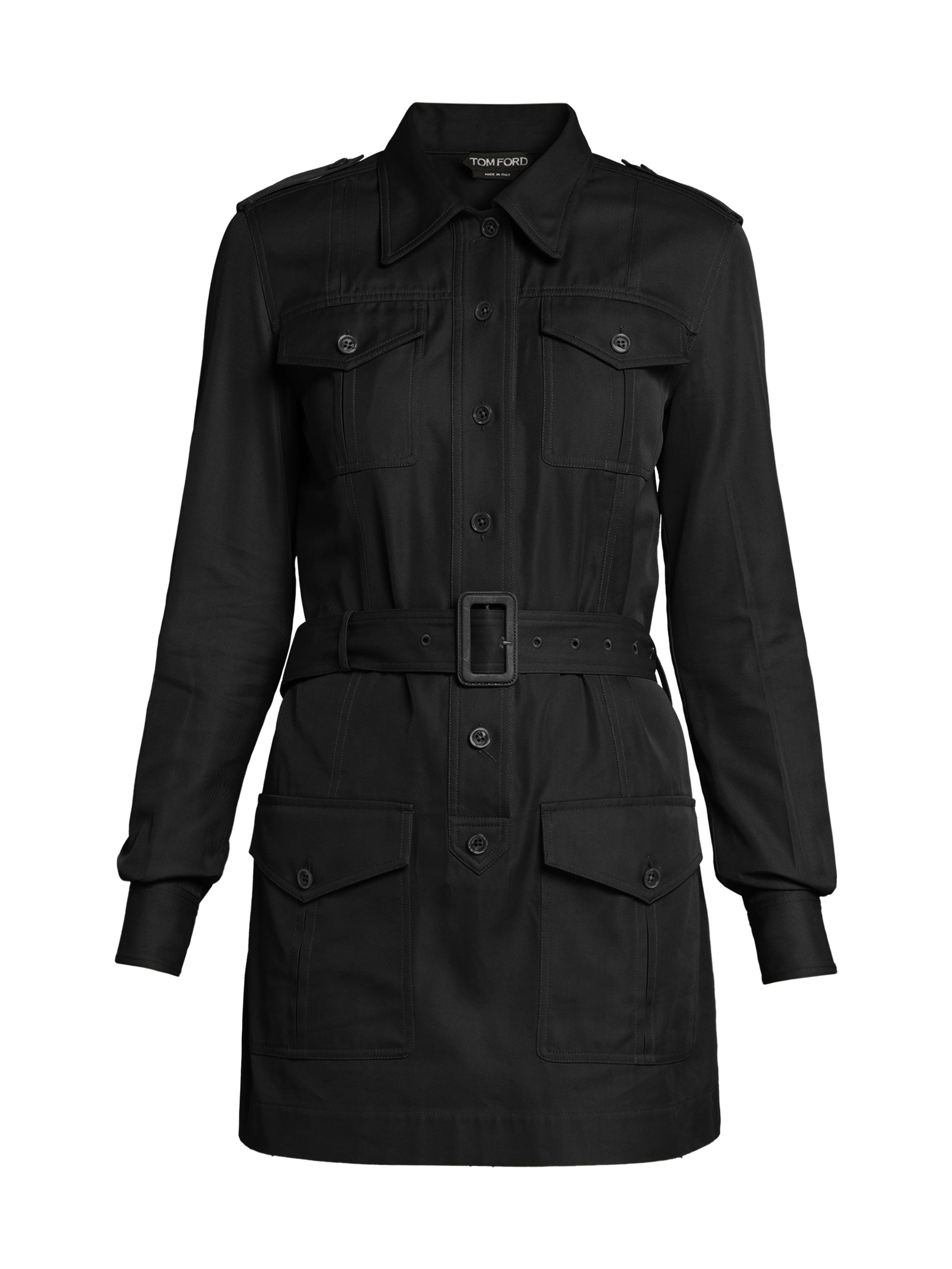 TOM FORD Women's Belted Silk & Cotton Faille Minidress - Black