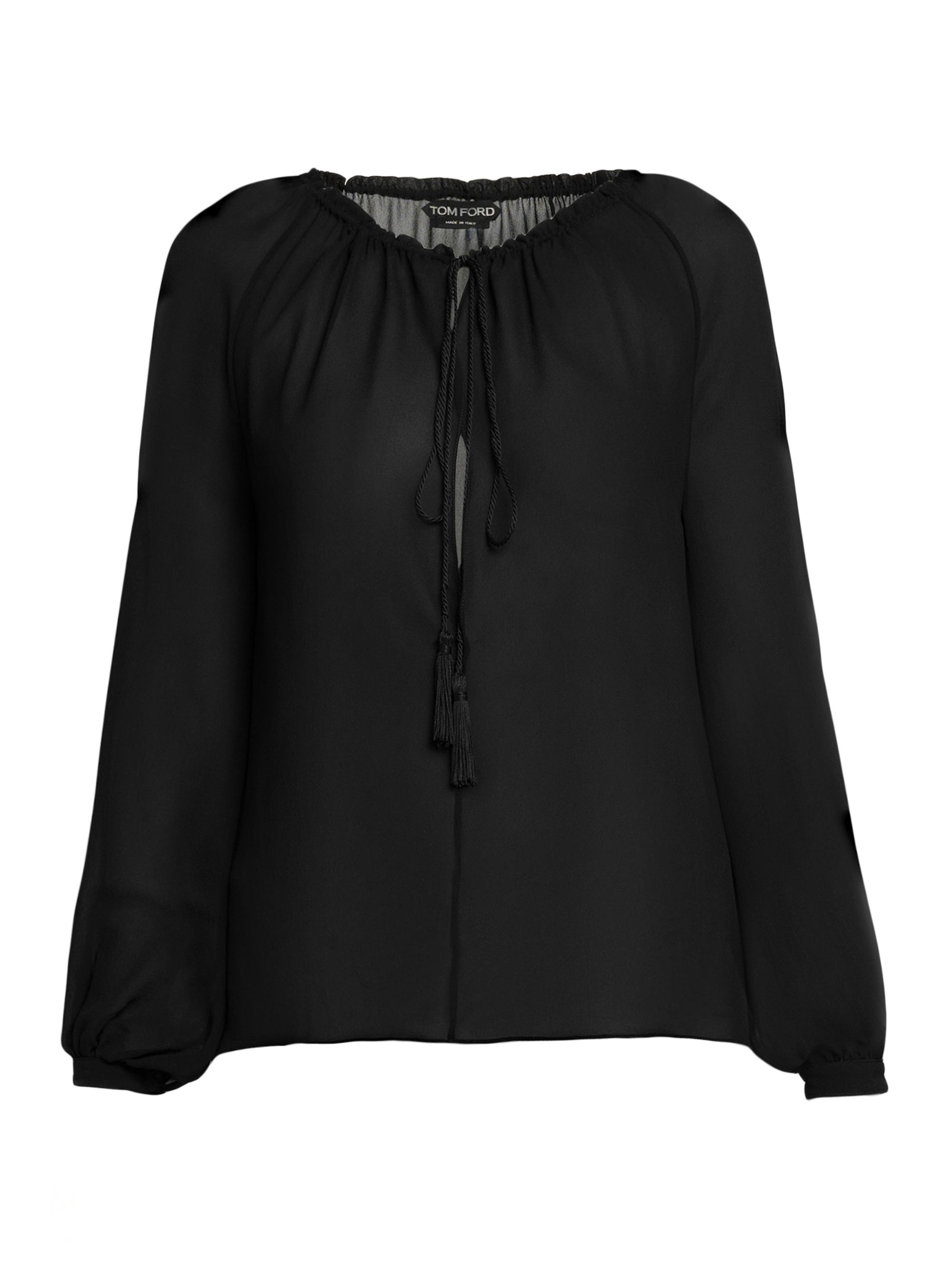 TOM FORD Women's Silk Georgette Peasant Blouse - Black