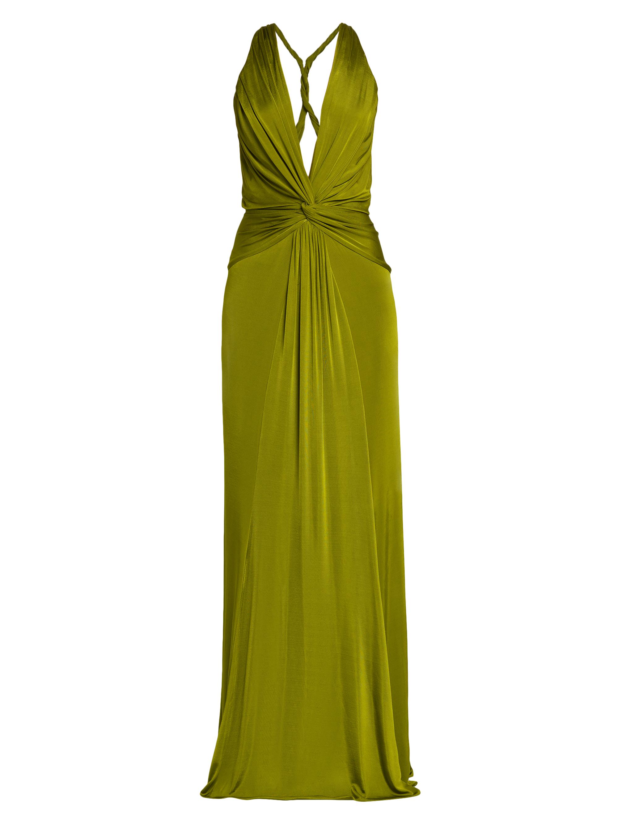 TOM FORD Women's Fluid Knitted Stretch Jersey V-Neck Gown - Vivid Chartreuse