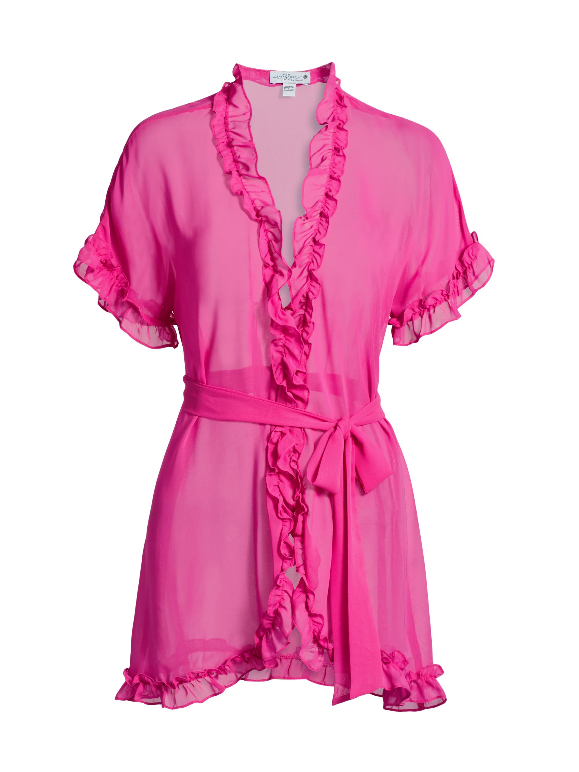 In Bloom Women's Alice Ruffled Chiffon Short-Sleeve Wrap - Hot Pink