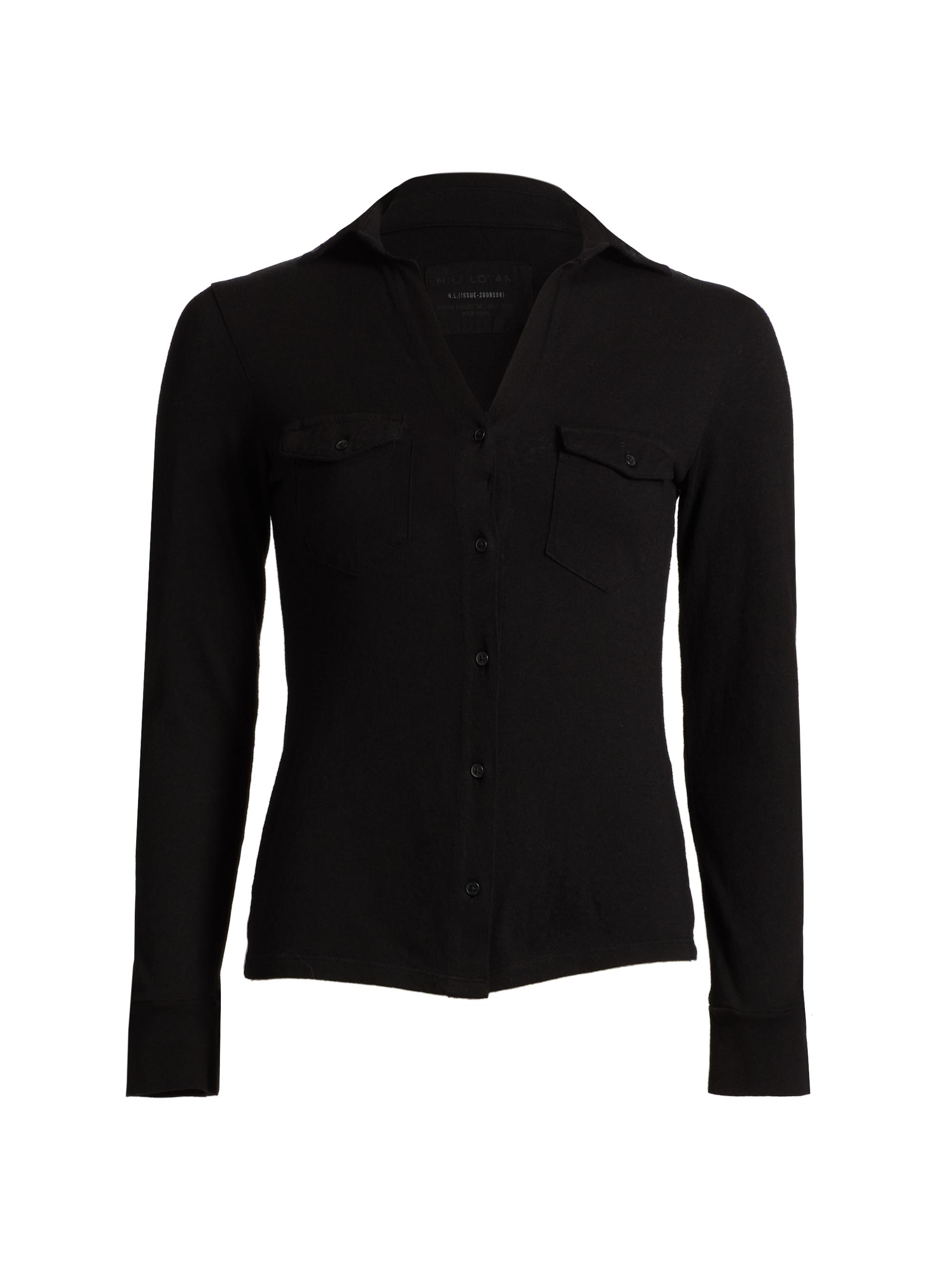 Nili Lotan Women's Liam Cotton Shirt - Jet Black