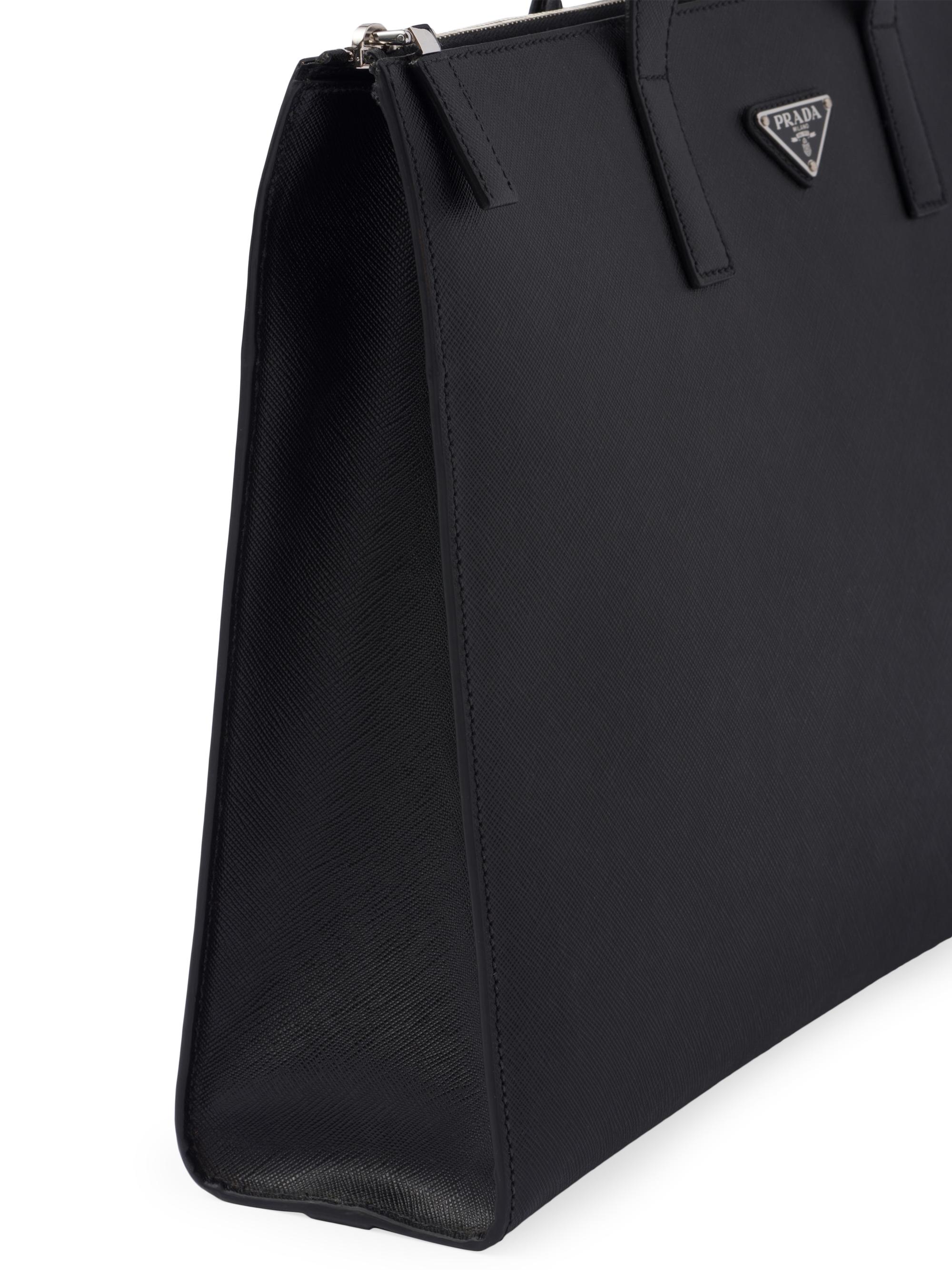 PRADA✳︎SAFFIANO L Prada Black Saffiano Pattina Flap Bag | myGemma | Item #132433