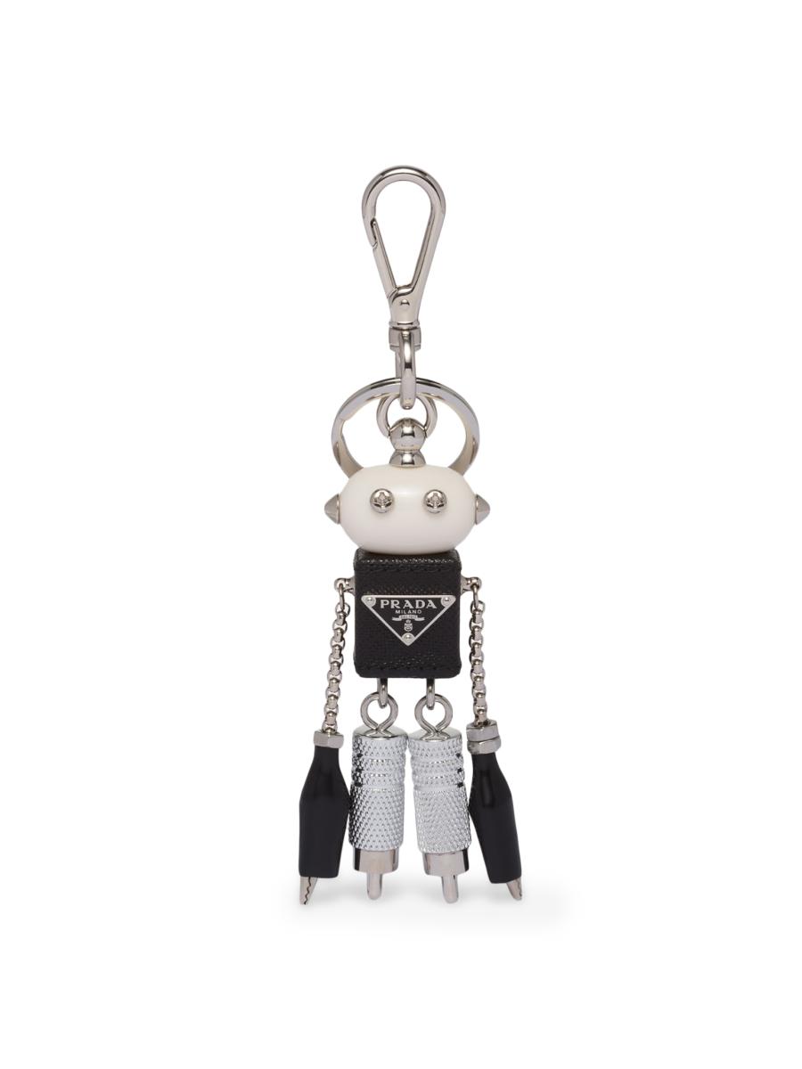 【PRADA】Two-tone Leather And l Keychain キーホルダー Prada/プラダ｜ツートーン レザー アンド メタル キーチェーン