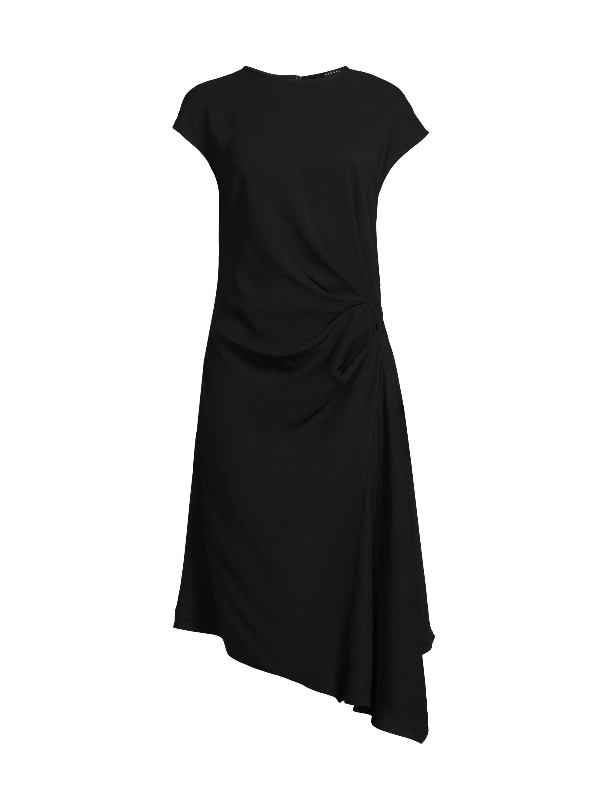 Natori Women's Stretch Crepe Side Drape Dress - Black