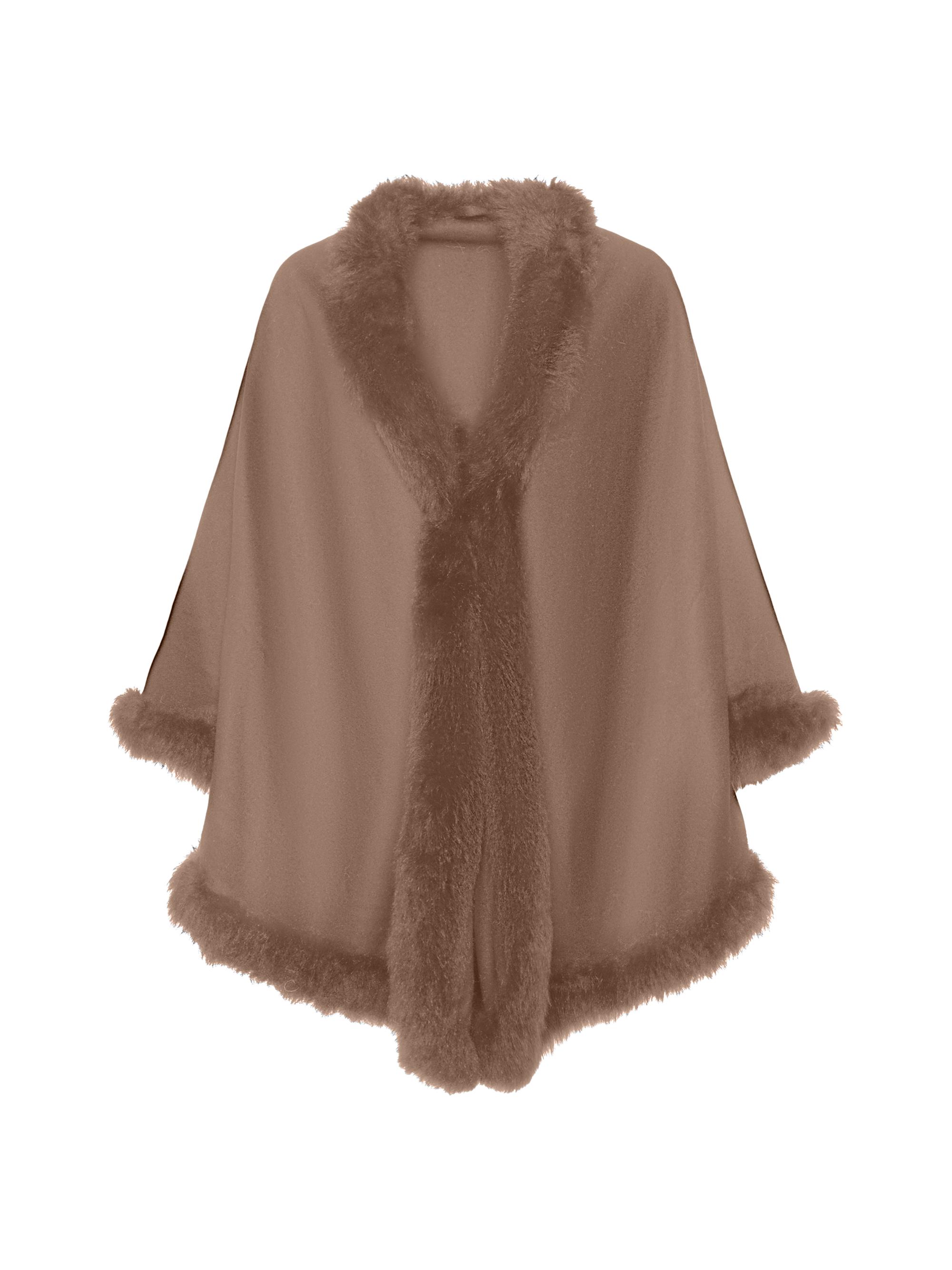 Gorski Women's Cashmere and Wool Cape with Lamb Trim - Brown