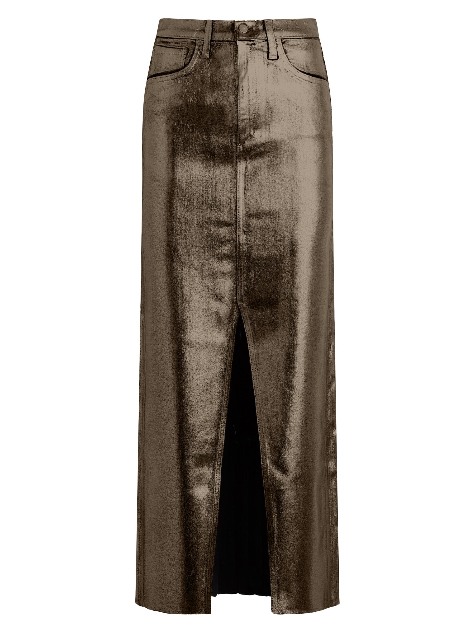 Joe's Jeans Women's Eva Metallic Denim Maxi Skirt - Guilded Forest