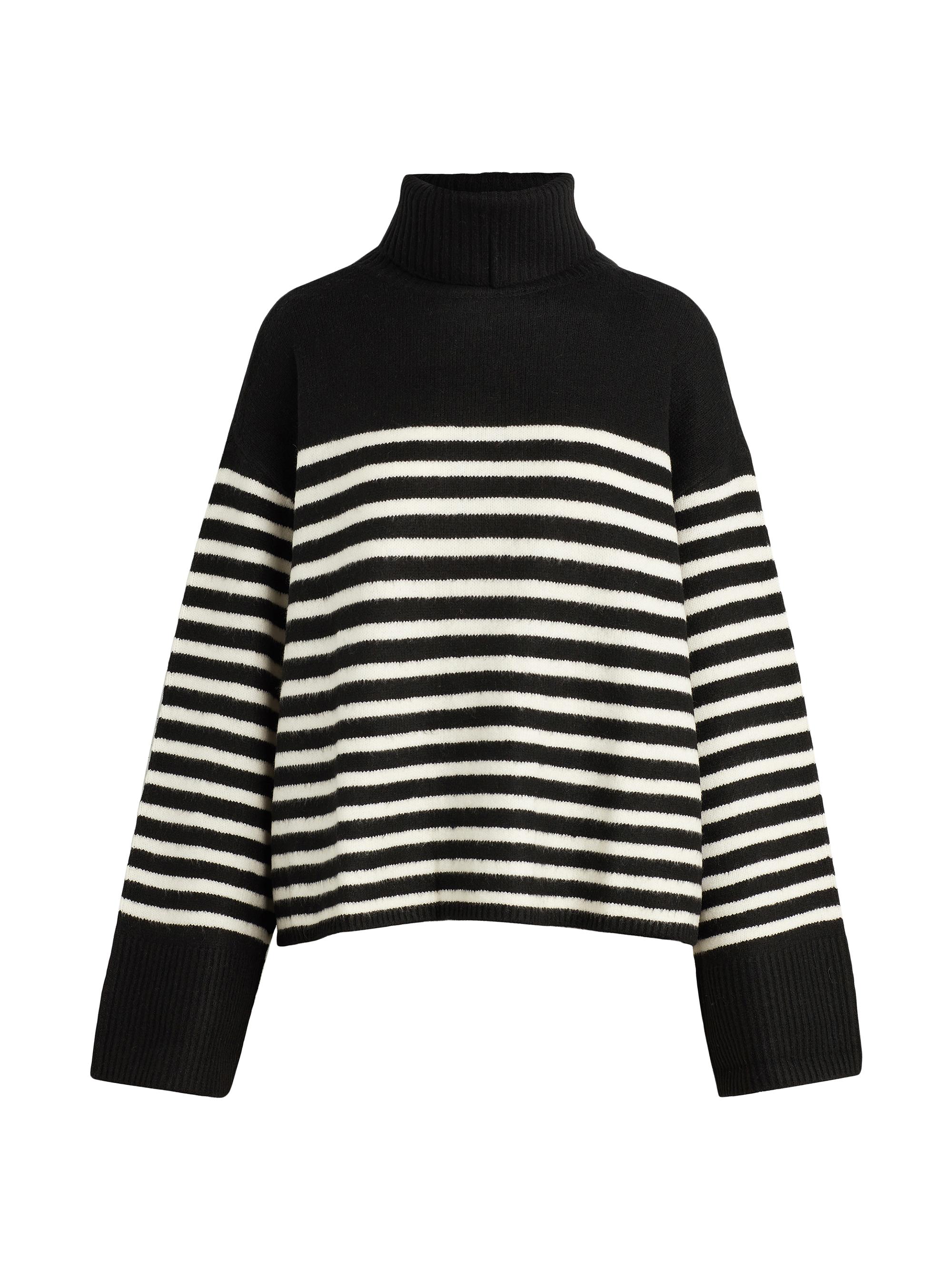 Joe's Jeans Women's The Penelope Striped Turtleneck Sweater - Black With White