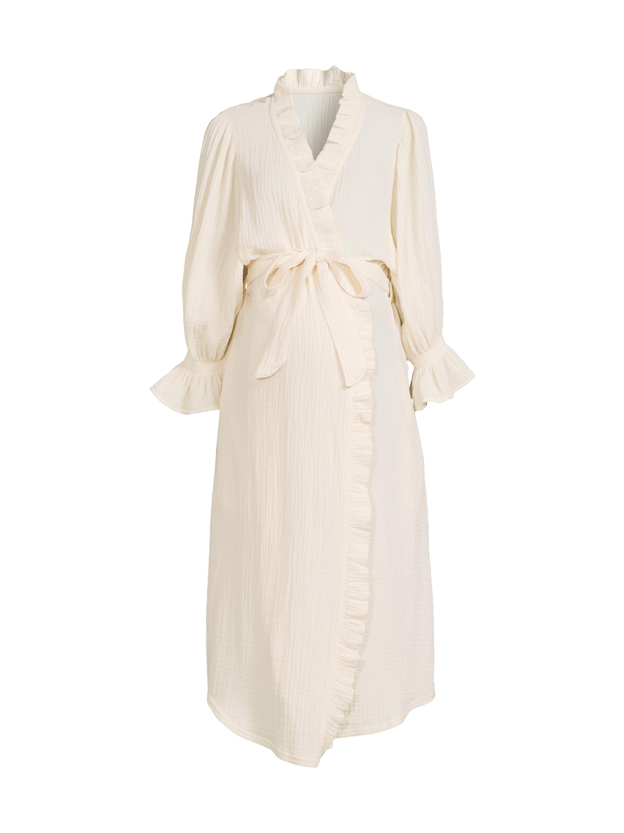 Nothing Fits But Women's Muslin Gauze Robe - Eggshell
