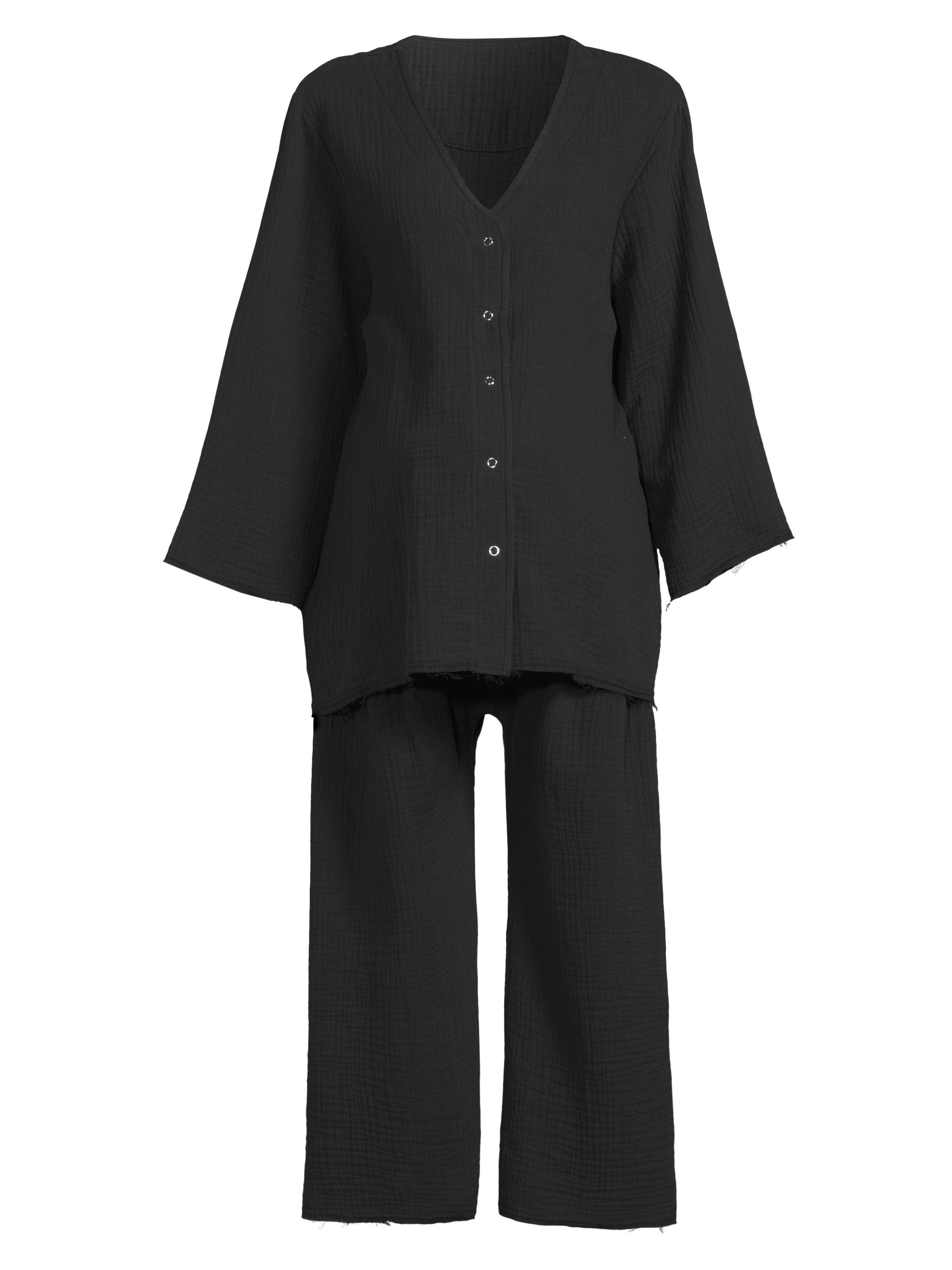 Nothing Fits But Women's Gauze Nursing Set - Black