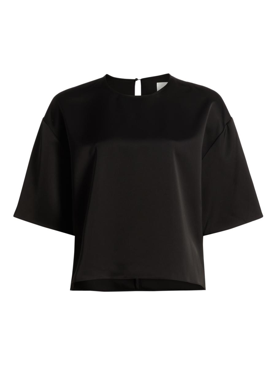 【Your lovable】Satin Rose Box T-shirts 4-Pink-Black-