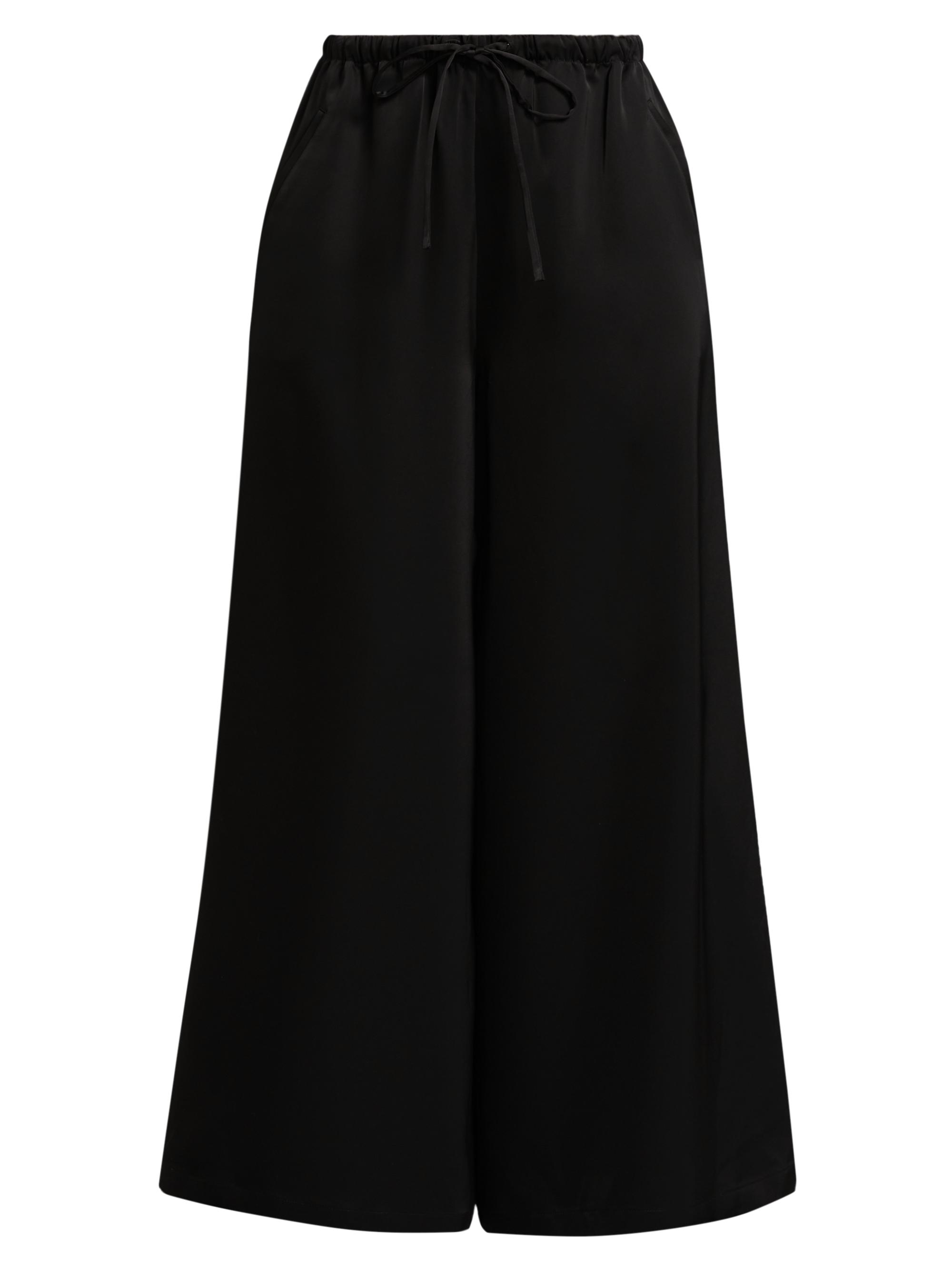 Leset Women's Barb Satin Wide-Leg Drawstring Pants - Black