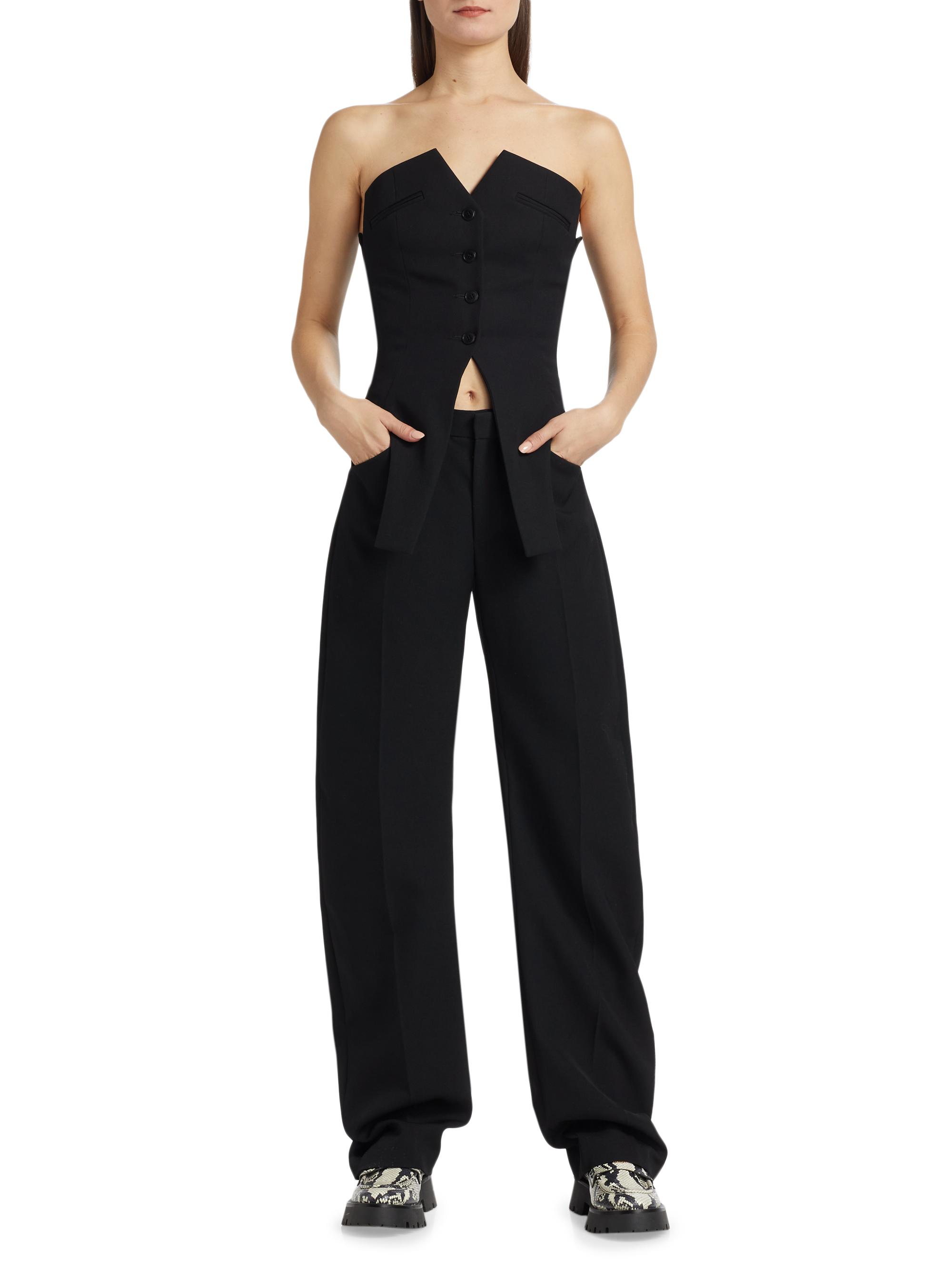 Bowed Leg Mid-Rise Pants