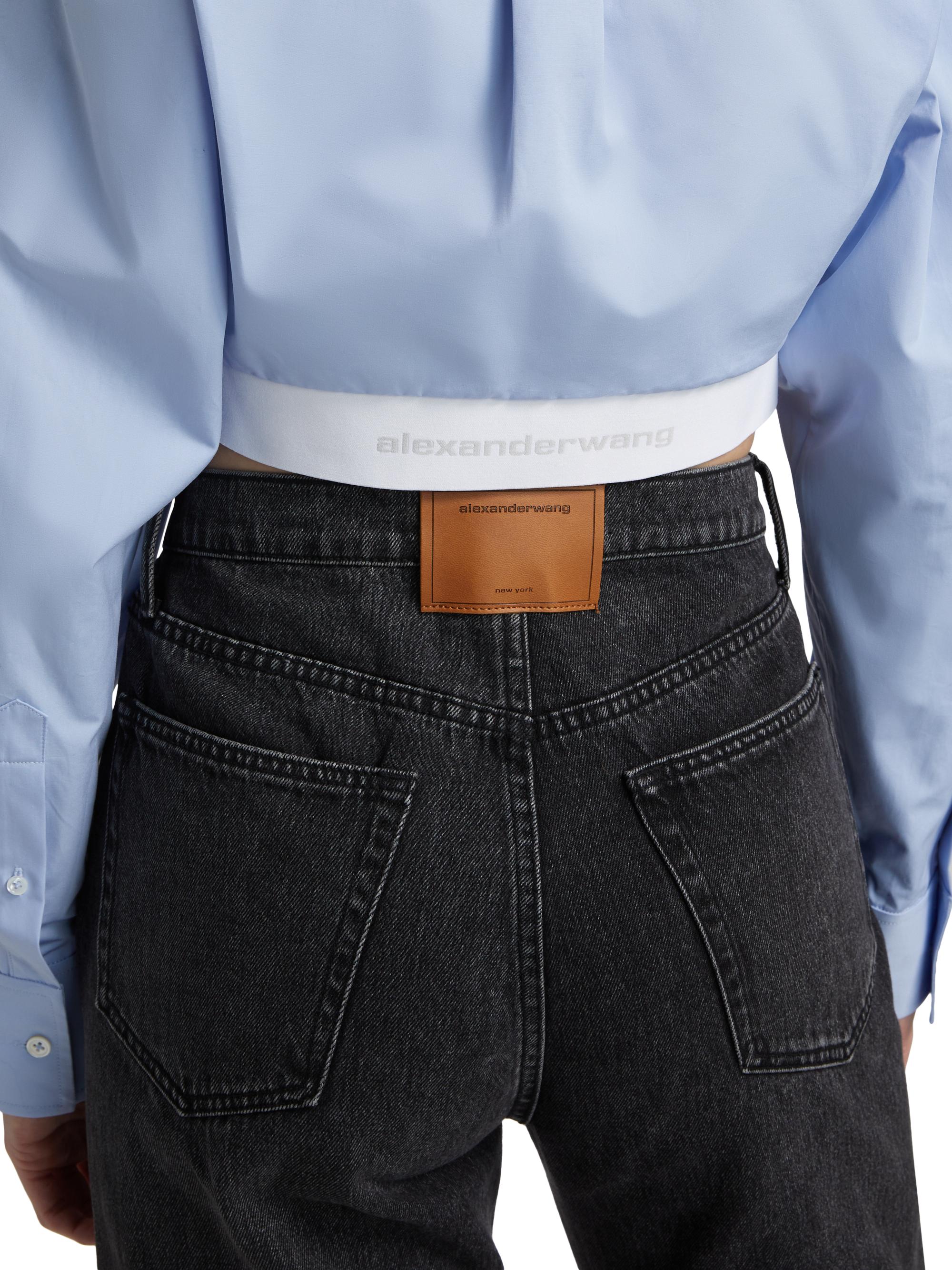 Alexander Wang Cropped Logo Elastic Button-Front Shirt