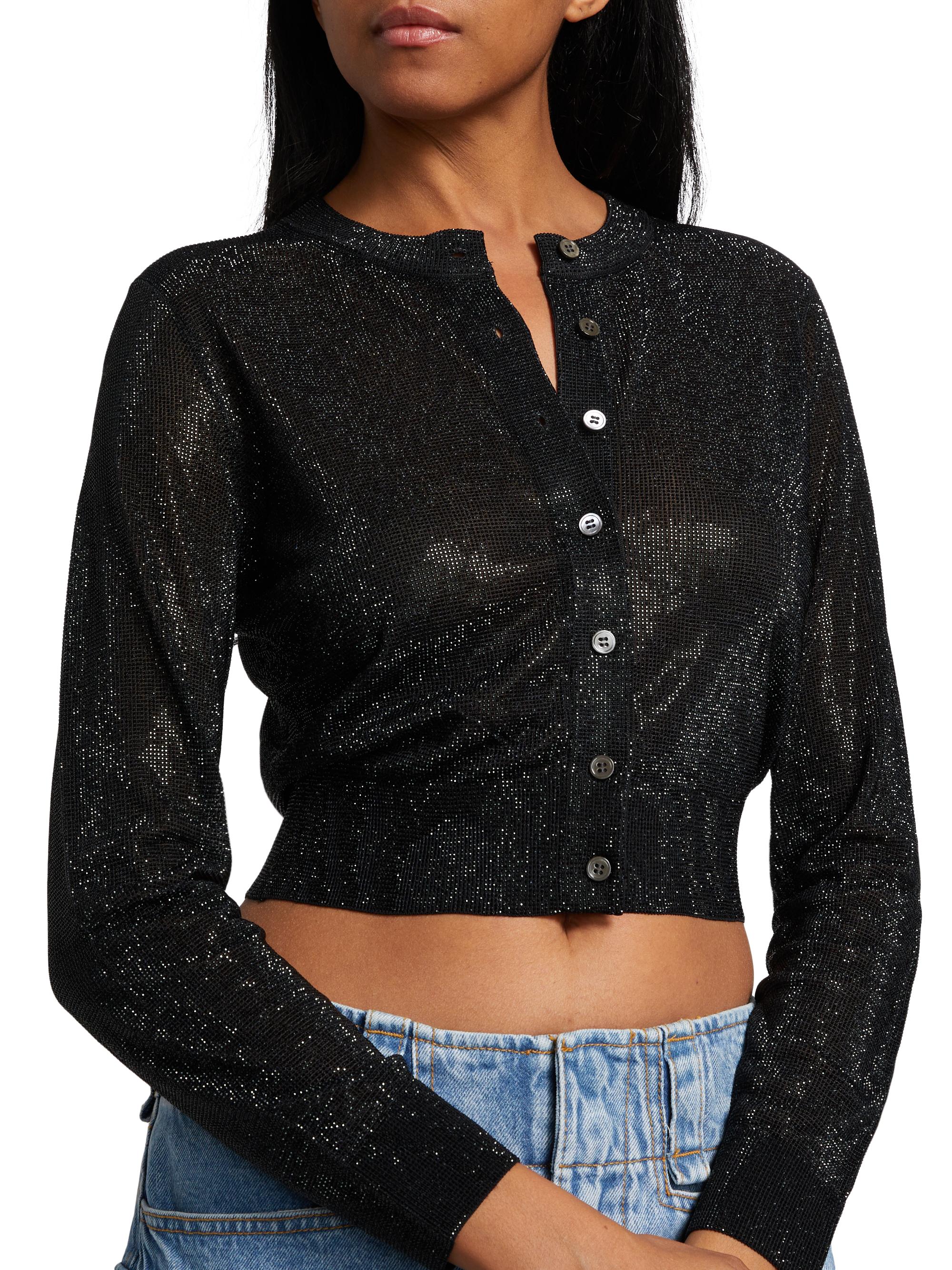 Alexander Wang Hotfix Crystal Crop Cardigan | Saks Fifth Avenue