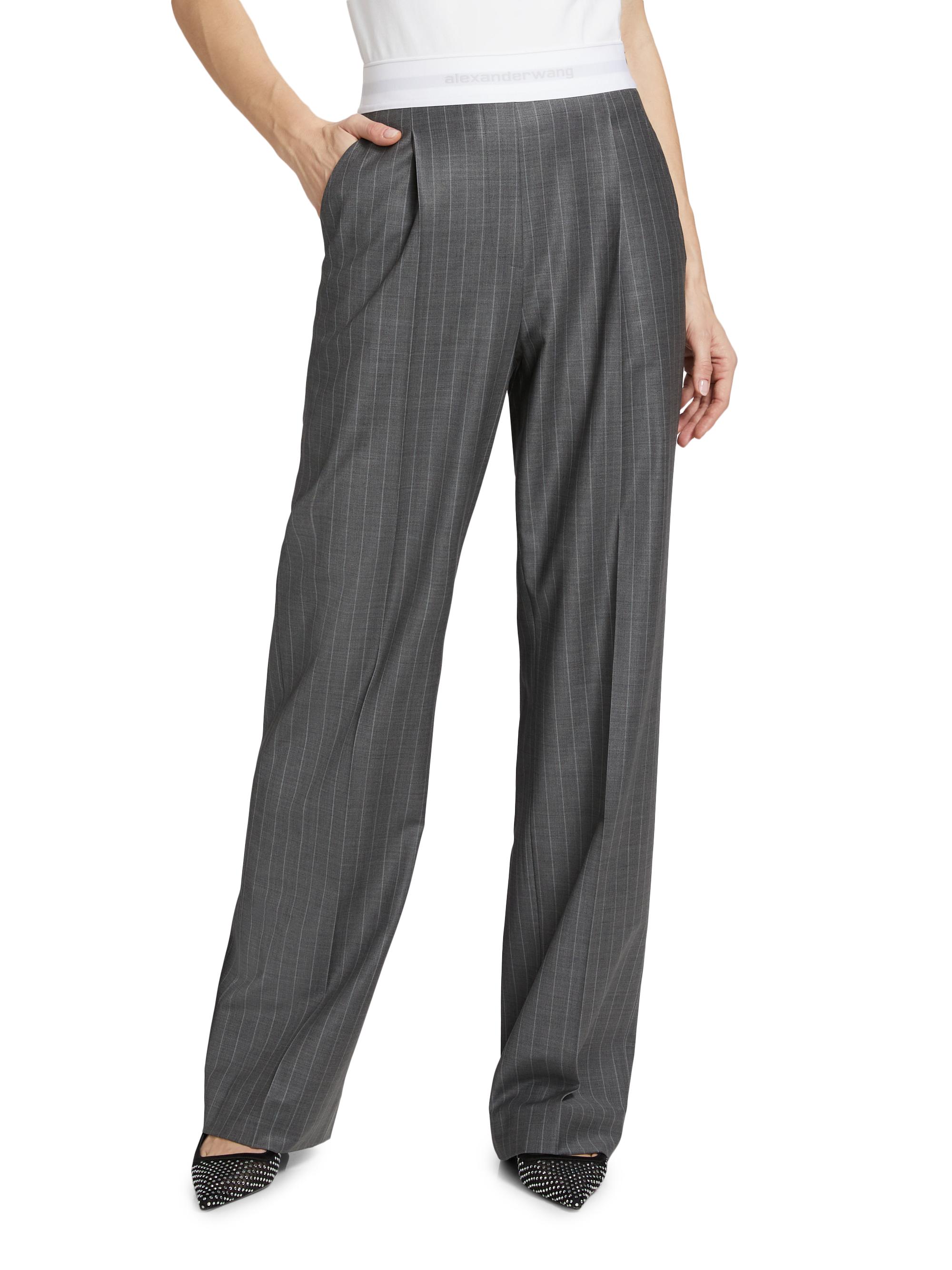 Alexander Wang Logo Waist Pinstripe Trousers | Saks Fifth Avenue