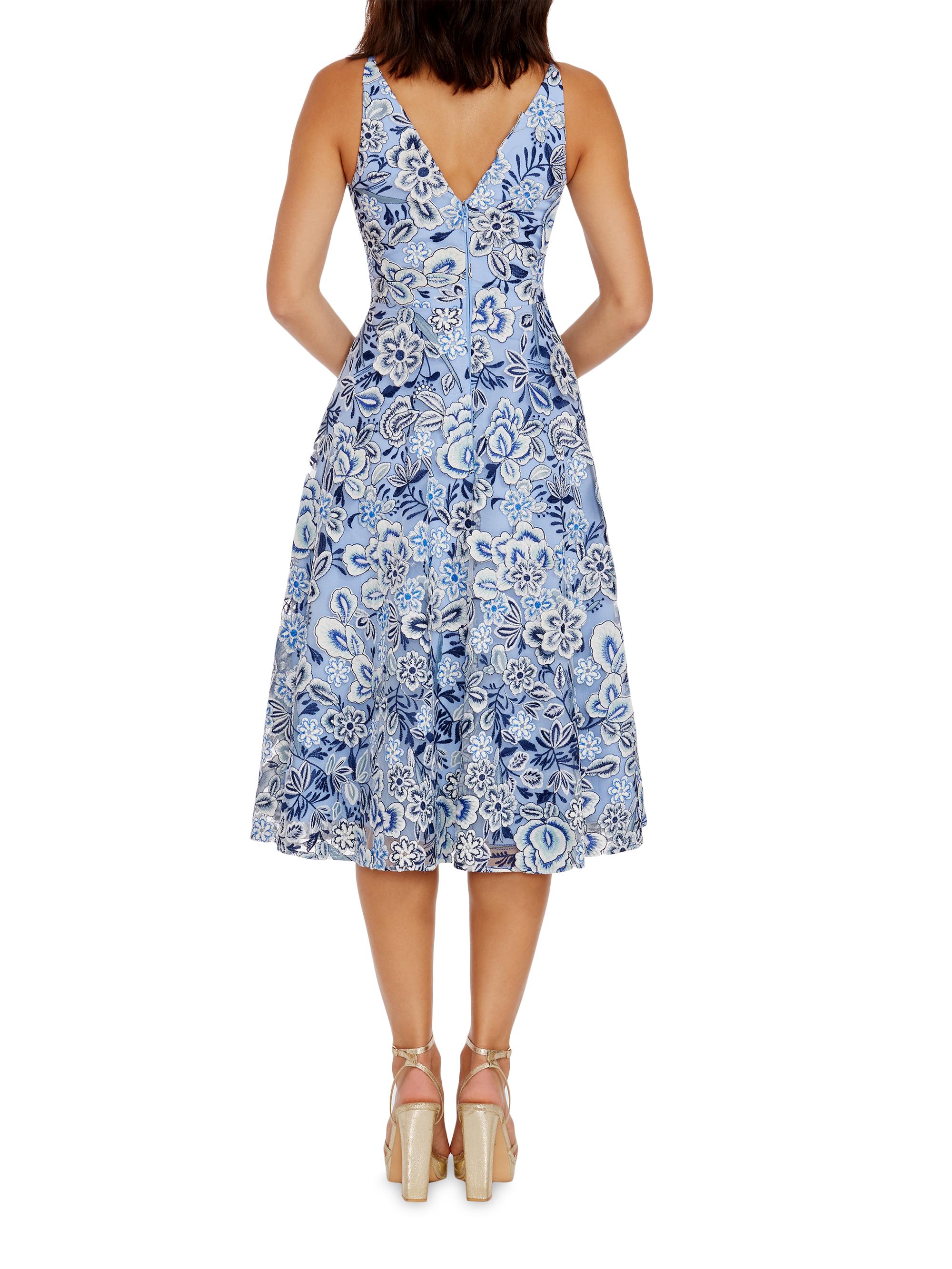 Dress The Population Elisa Floral Fit & Flare Midi-Dress | Saks Fifth Avenue