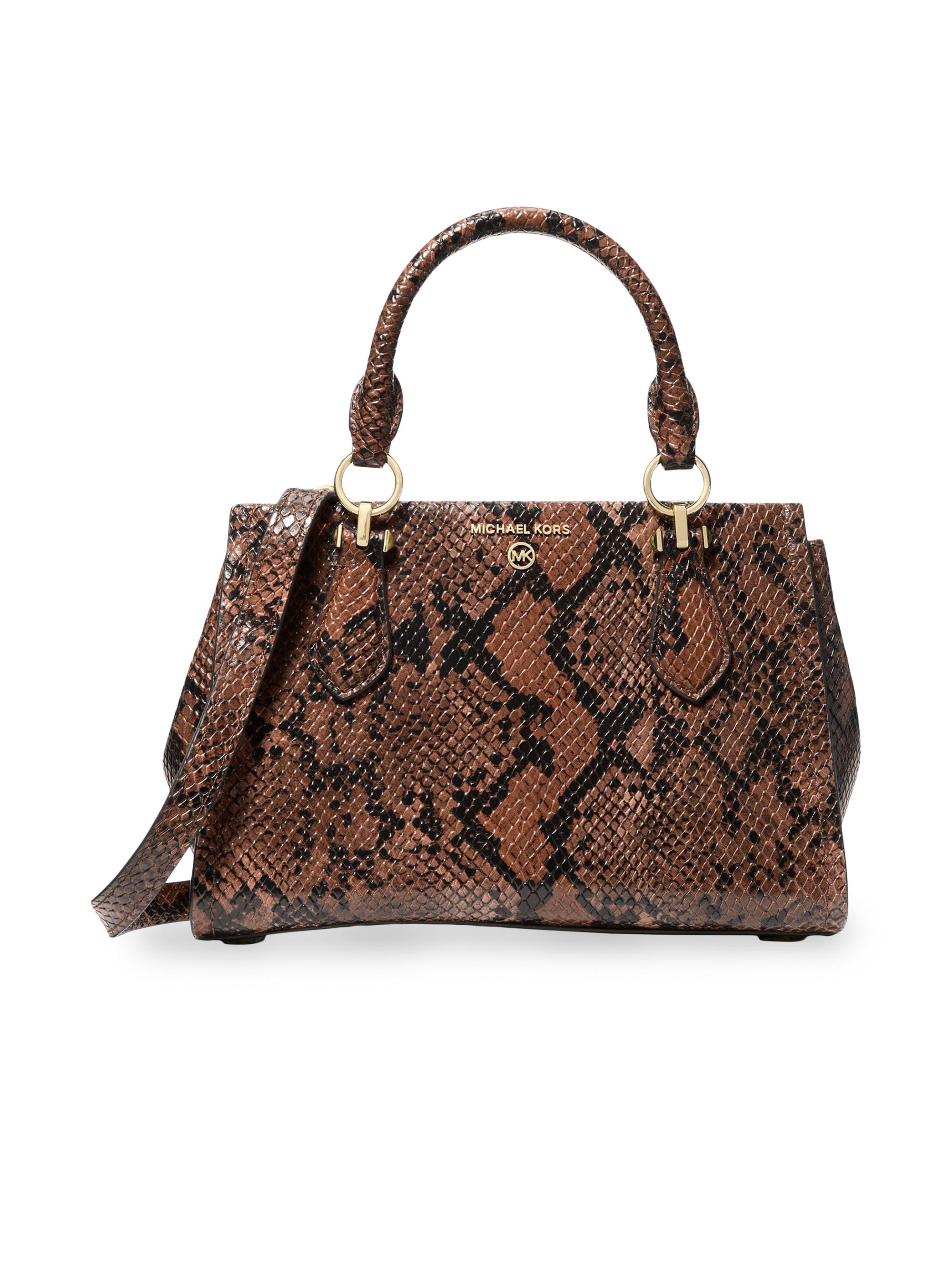MICHAEL Michael Kors Women's Snake-Print Leather Crossbody Bag - Luggage
