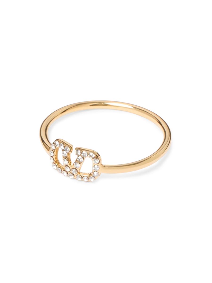 Valentino Garavani Women's Vlogo Signature Metal And Swarovski Crystal Ring In Gold