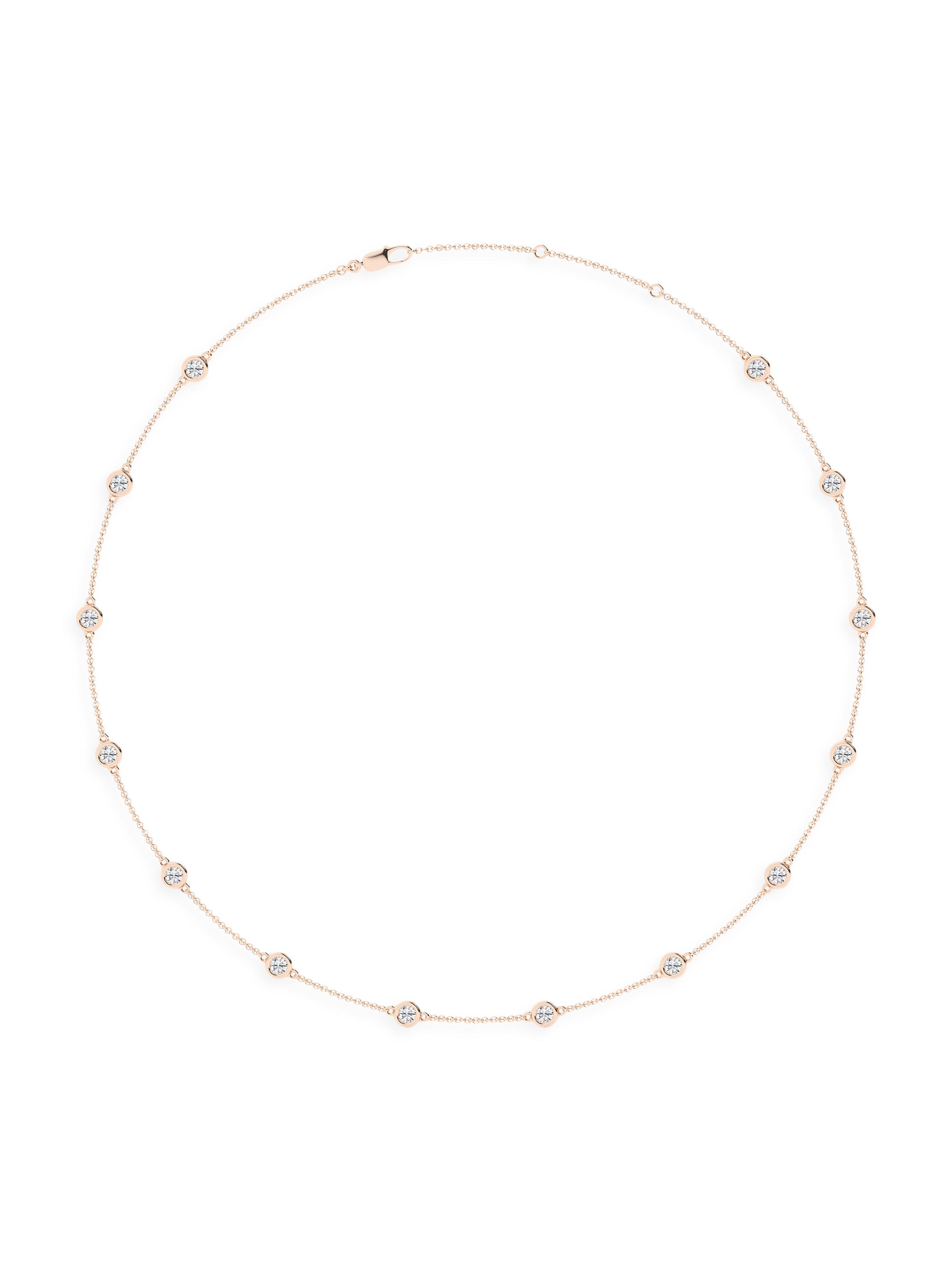 Saks Fifth Avenue Collection Women's 14K Rose Gold & 14-Diamond Station Necklace/0.70-2.10 TCW - 2.1 Tcw