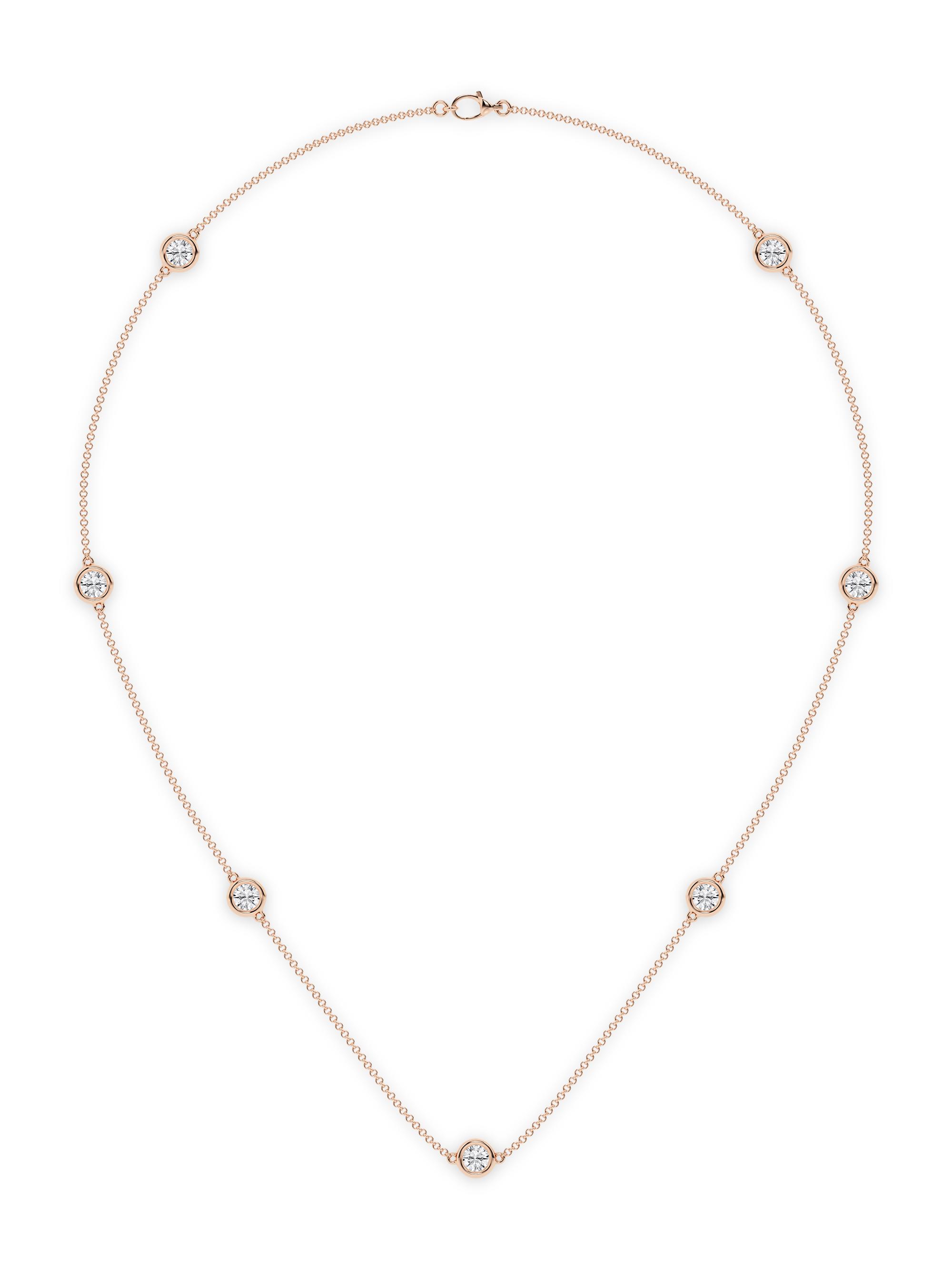 Saks Fifth Avenue Collection Women's 14K Rose Gold & 7-Diamond Station Necklace/0.70-2.10 TCW - 2.1 Tcw