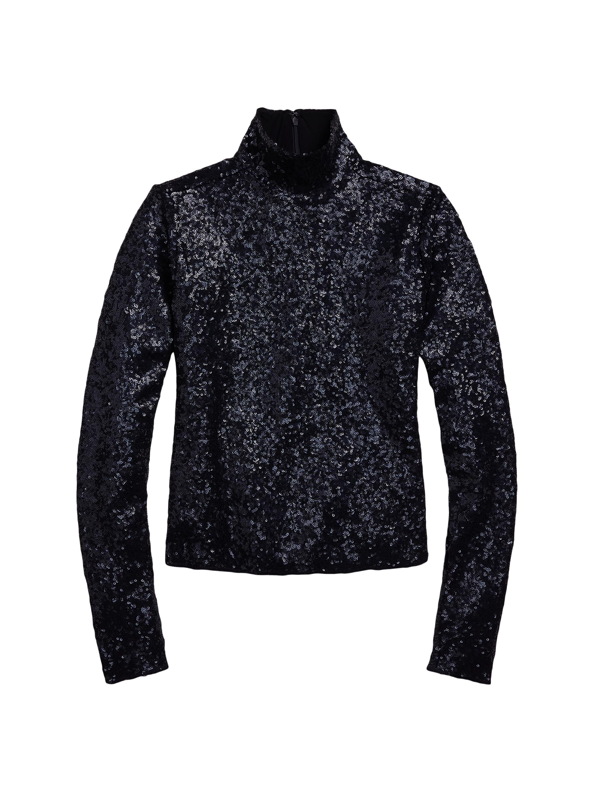 Polo Ralph Lauren Women's Sequin Mesh Turtleneck - Deep Navy
