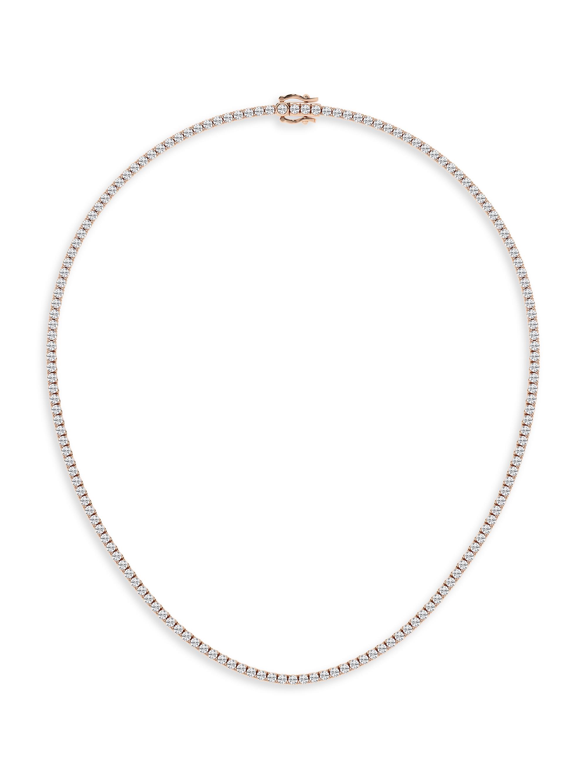Saks Fifth Avenue Collection Women's 14K Rose Gold & Natural Diamond Tennis Necklace/5.00-15.00 TCW - 15 Tcw