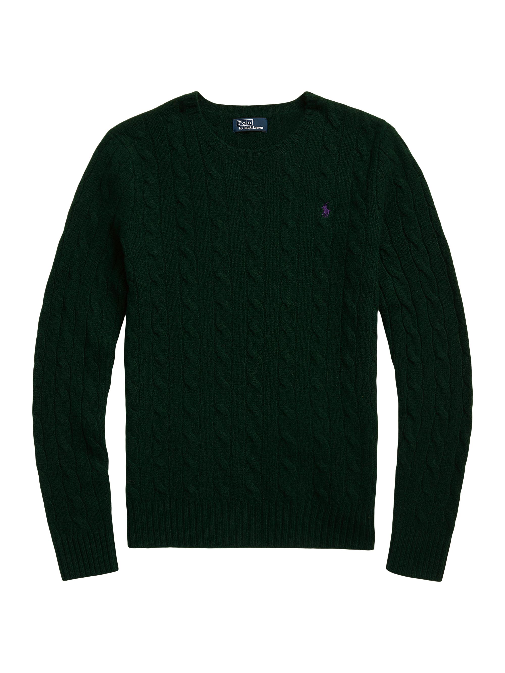 Polo Ralph Lauren Women's Julianna Logo Wool-Blend Cable-Knit Sweater - Moss Agate
