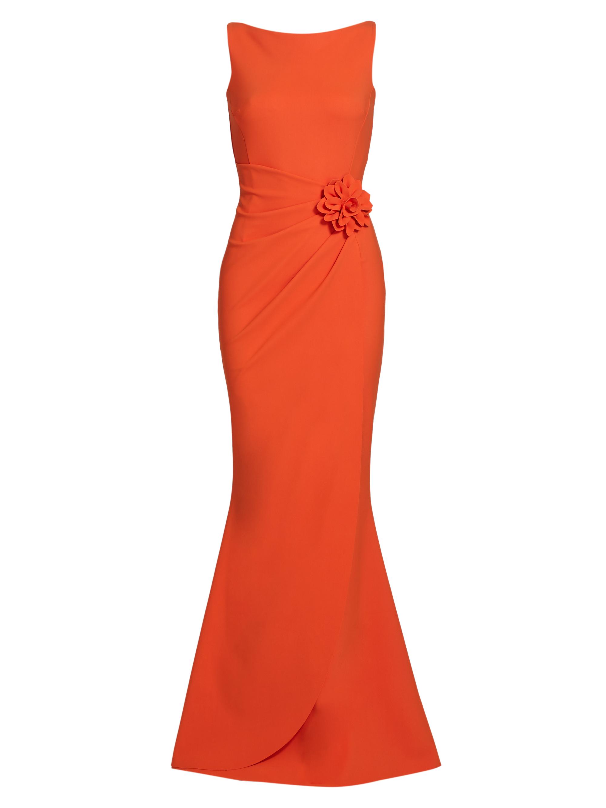 Chiara Boni La Petite Robe Women's Glenaly Floral-Appliquéd Jersey Gown - Tangerine