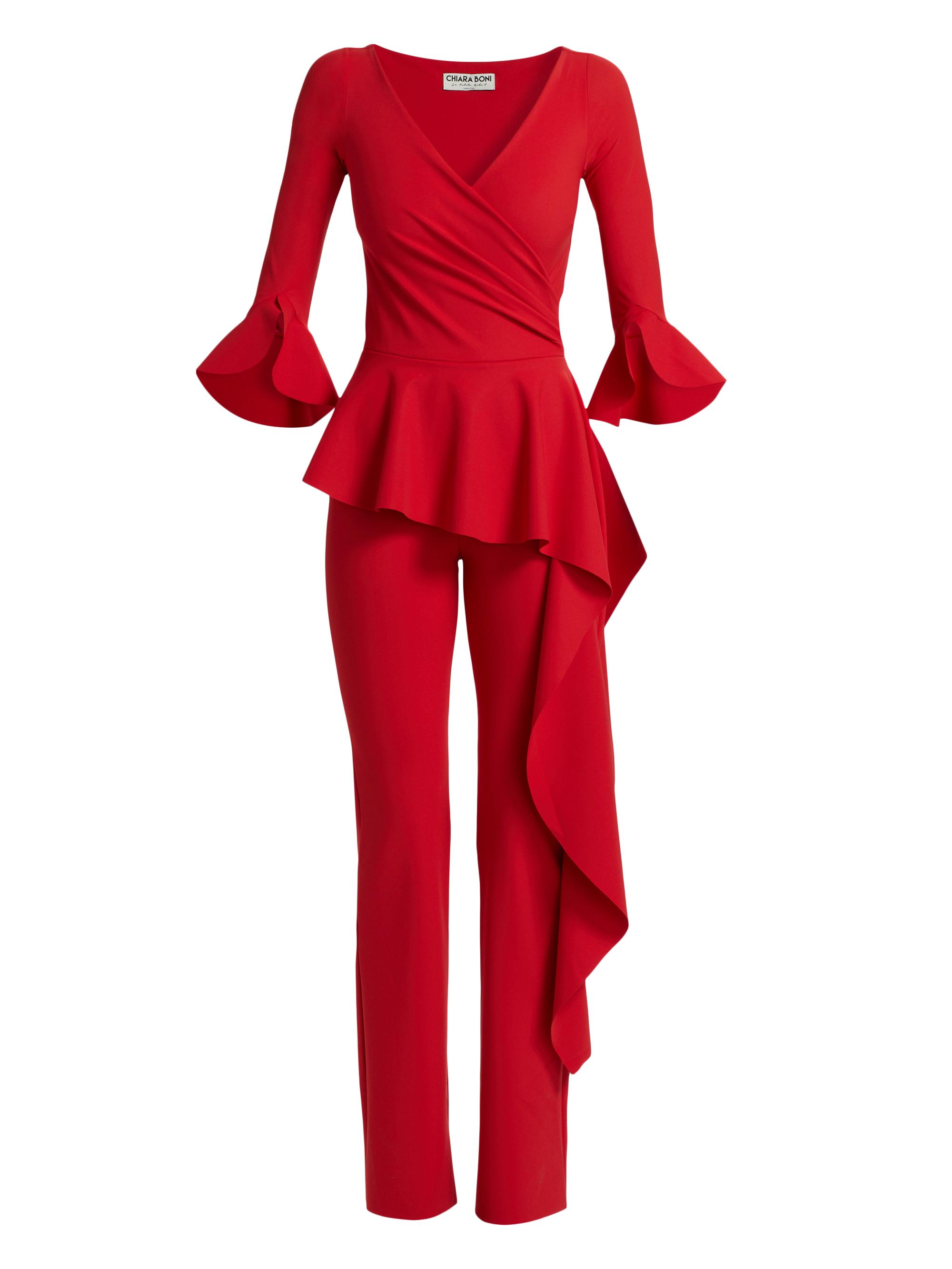 Chiara Boni La Petite Robe Women's Kinzal Ruffle Jumpsuit - Red Passion