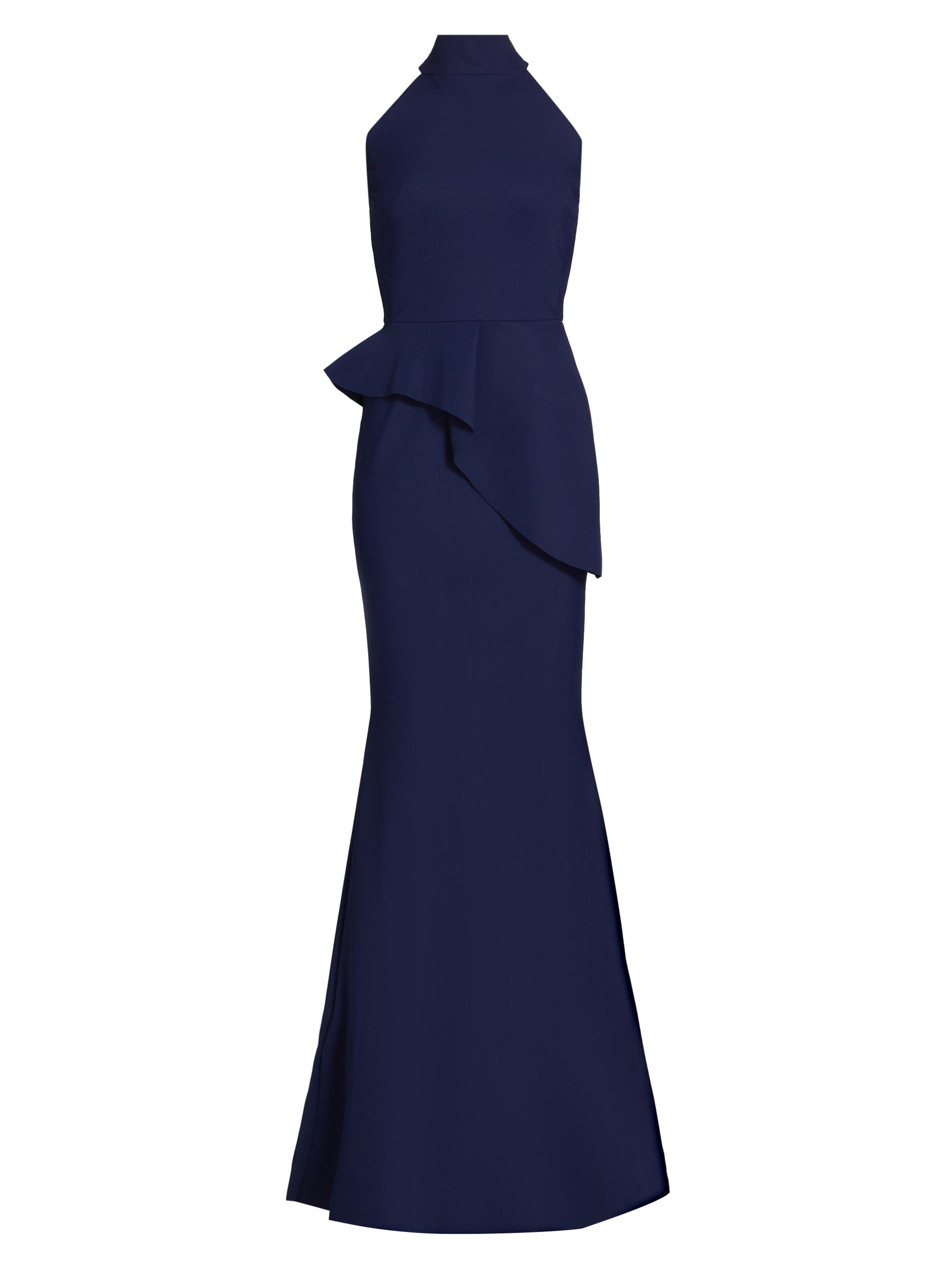 Chiara Boni La Petite Robe Women's Guppy Halter Peplum Gown - Blue Notte