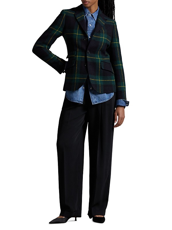 Shop Polo Ralph Lauren Plaid Wool-Blend Single-Breasted Shop Polo Ralph Lauren Plaid Wool-Blend Single-Breasted