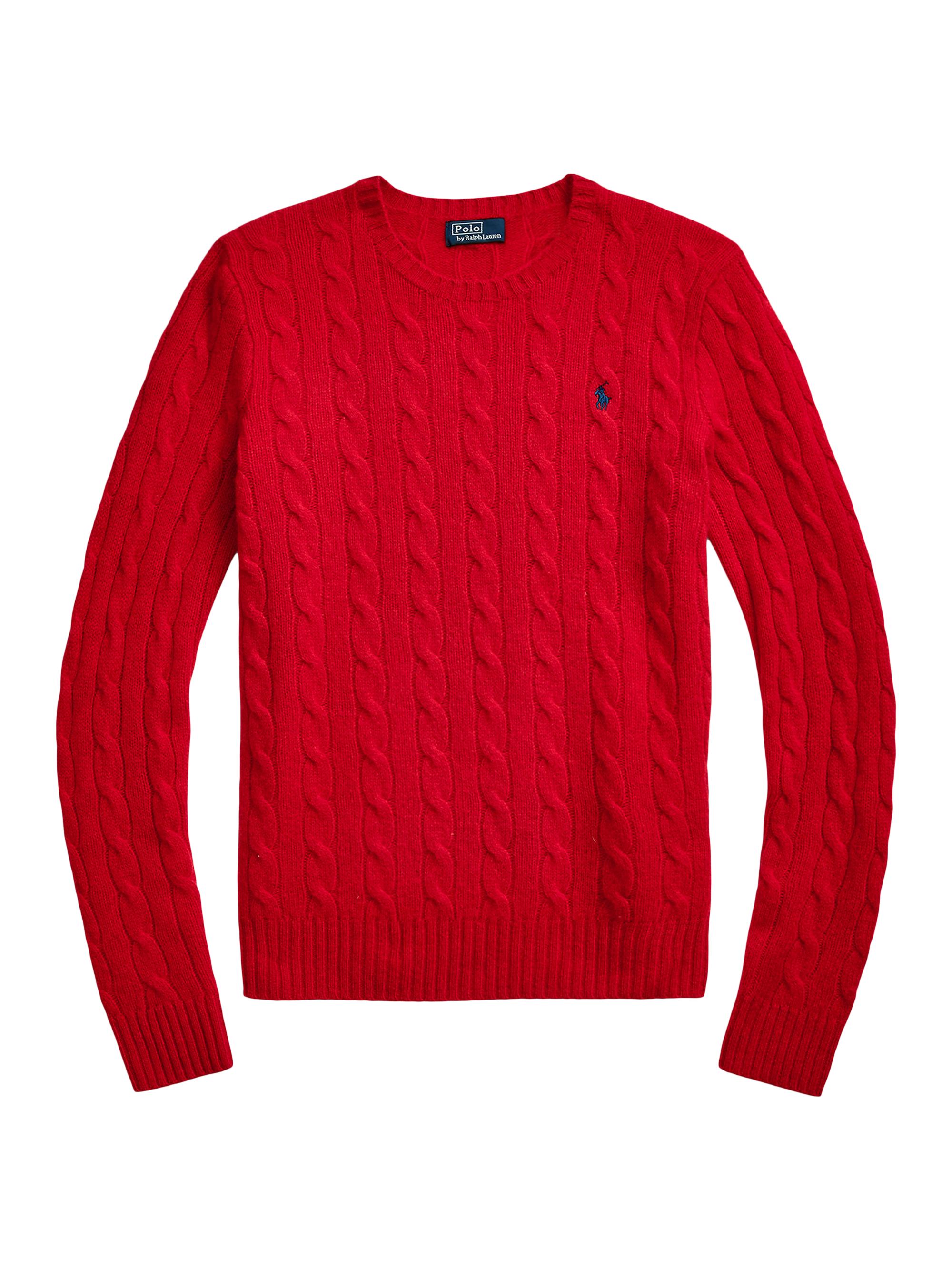 Polo Ralph Lauren Women's Wool Cable-Knit Crewneck Sweater - Fall Red