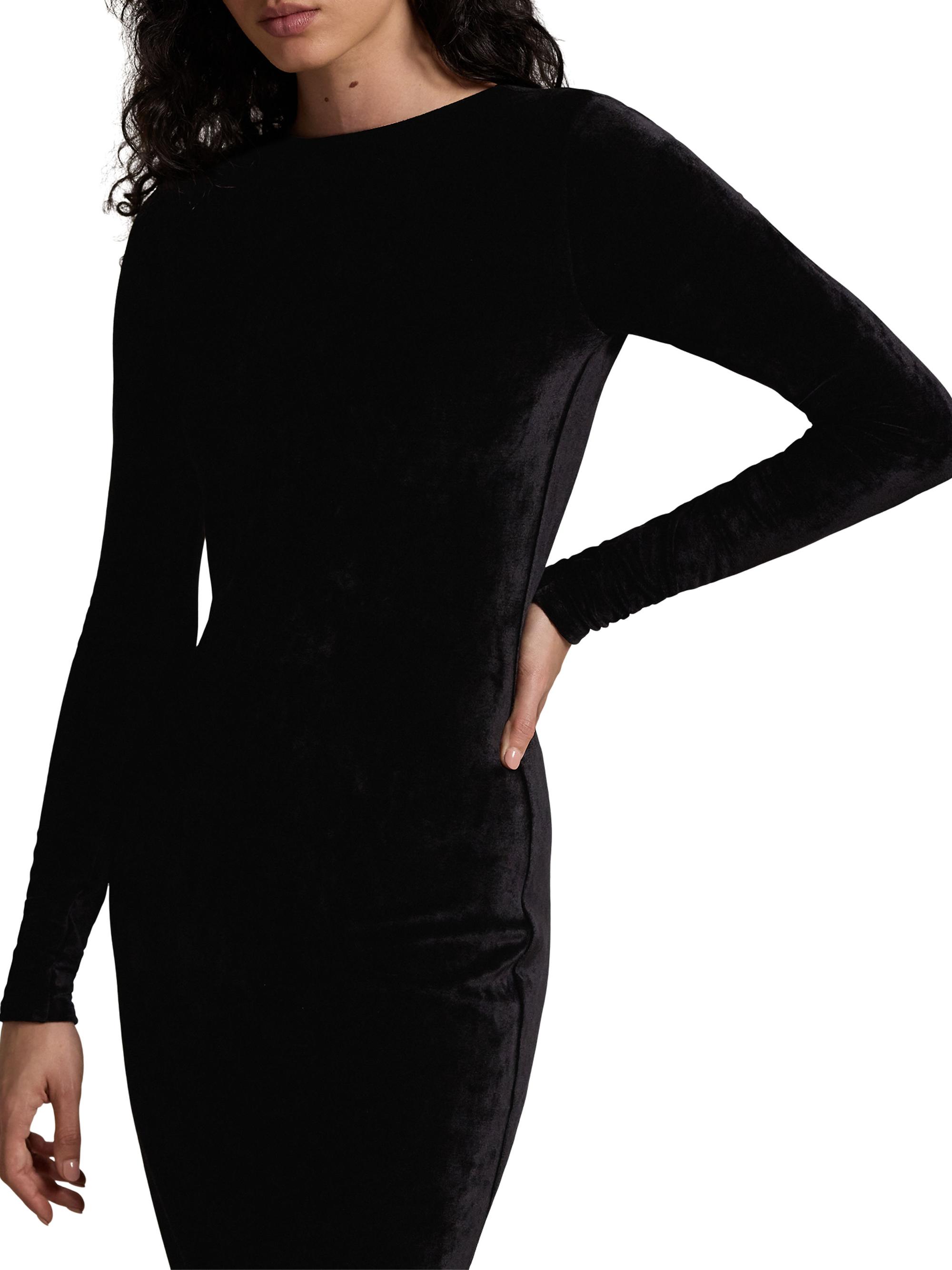 Polo Ralph Lauren Stretch Velvet Scoopback Midi-Dress | Saks Fifth Avenue